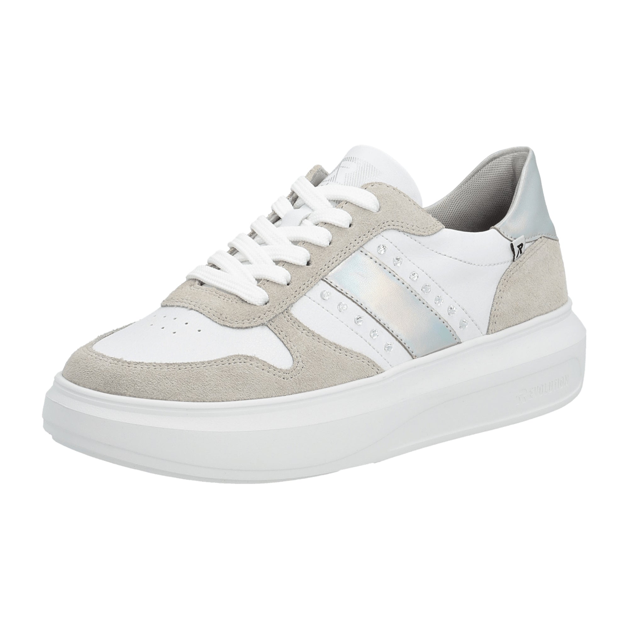 Rieker FSK Women's White Casual Shoes, Leather Upper, Flat Heel
