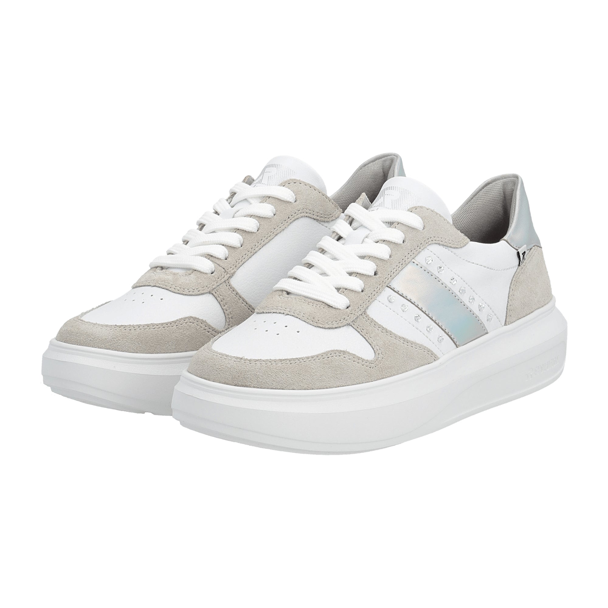 Rieker FSK Women's White Casual Shoes, Leather Upper, Flat Heel