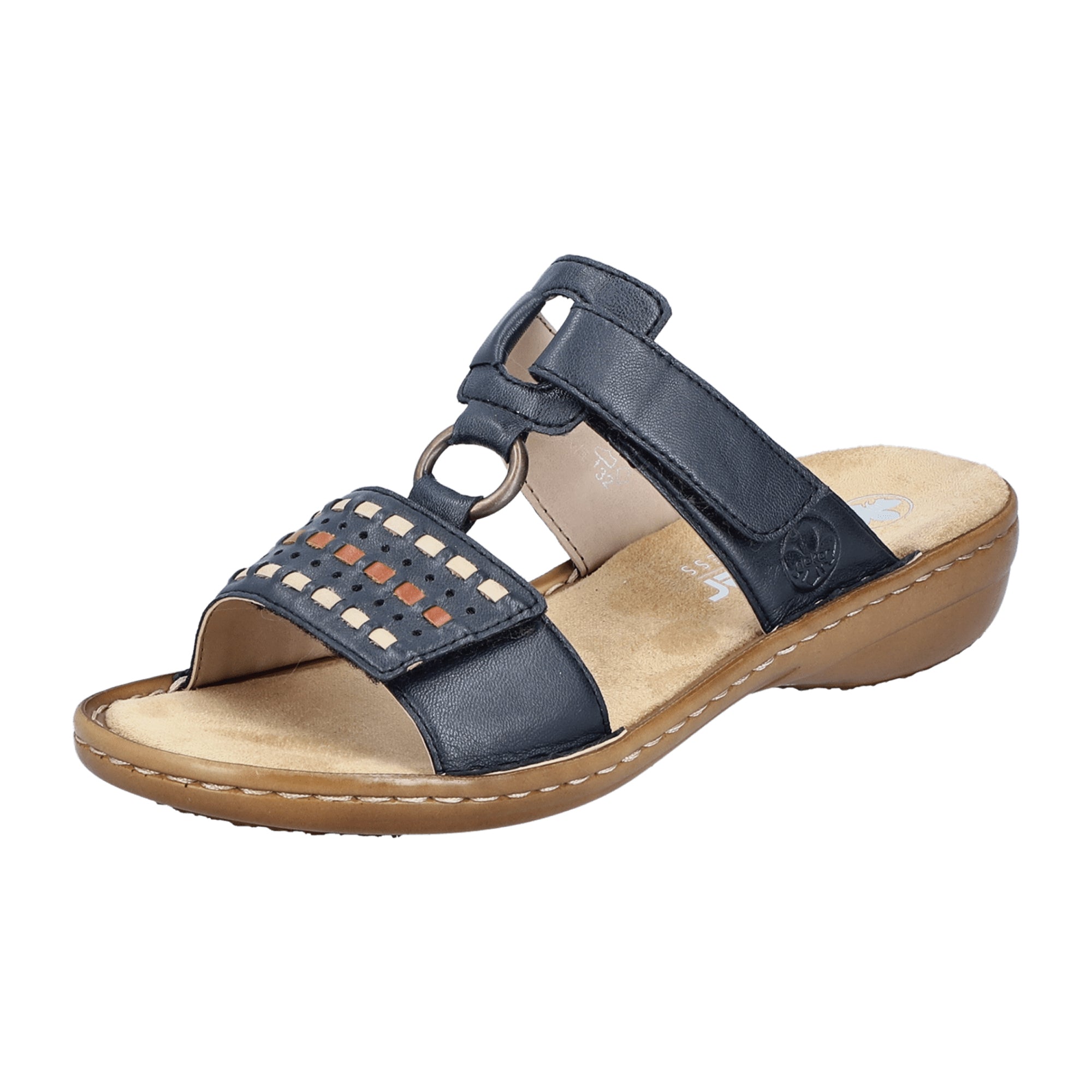 Rieker Black Women's Sandals with Velcro Closure and Flat Heel