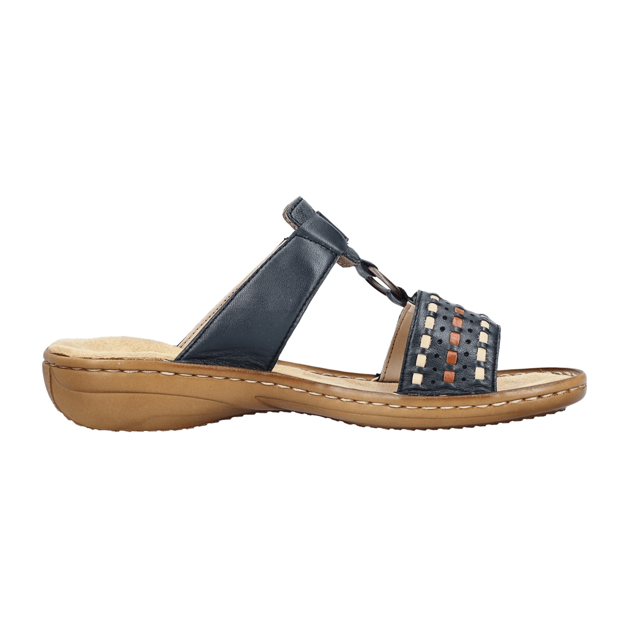 Rieker Black Women's Sandals with Velcro Closure and Flat Heel
