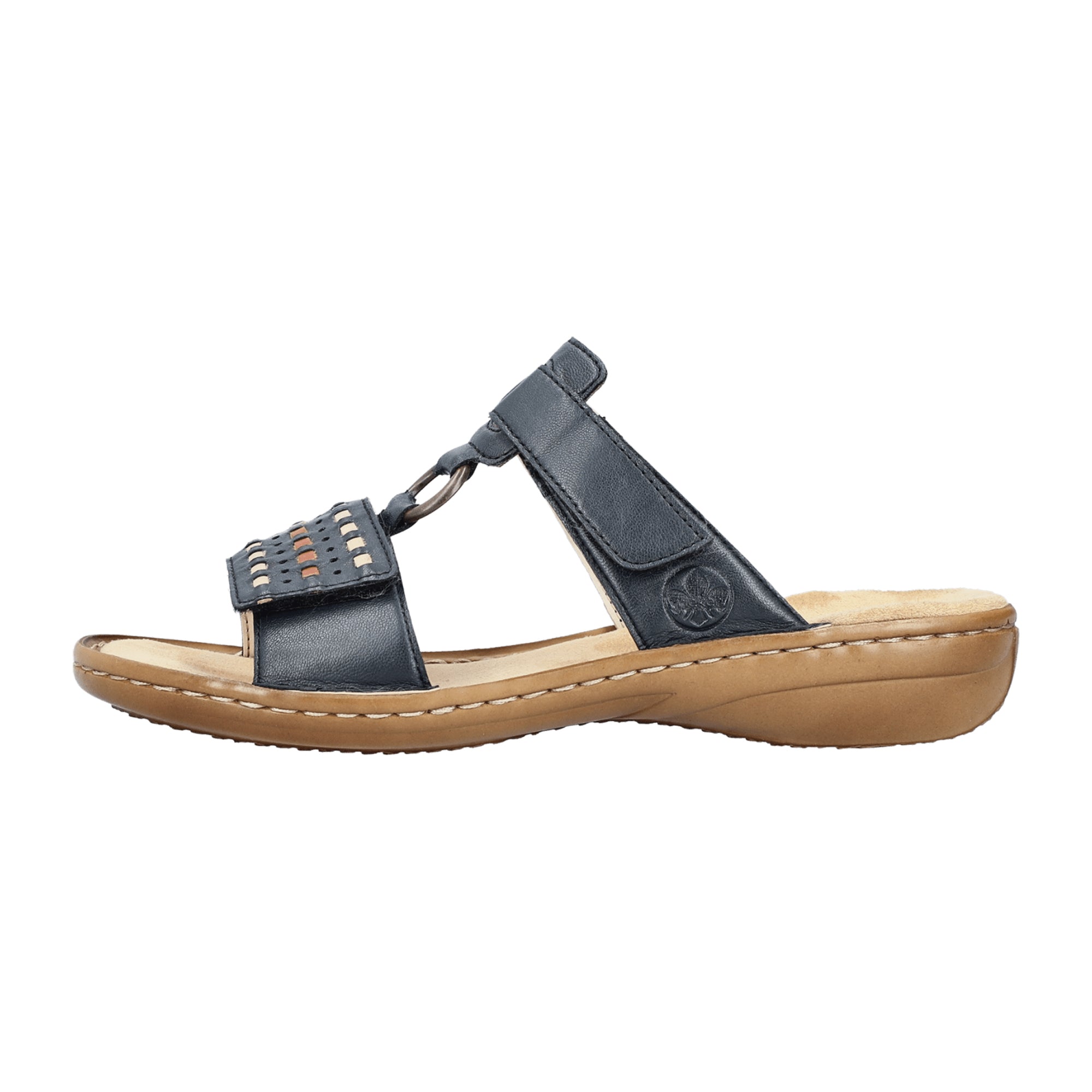 Rieker Black Women's Sandals with Velcro Closure and Flat Heel