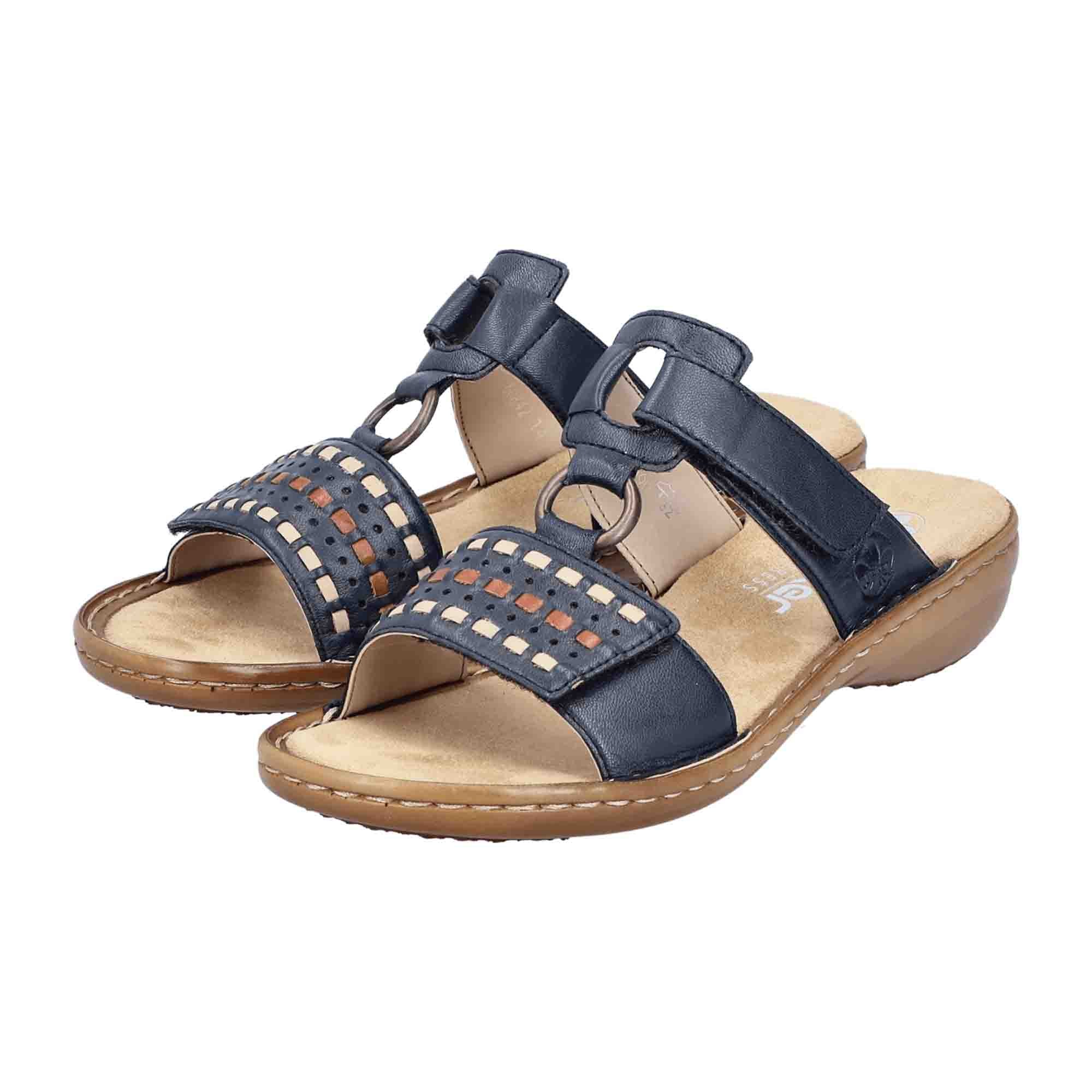 Rieker Black Women's Sandals with Velcro Closure and Flat Heel