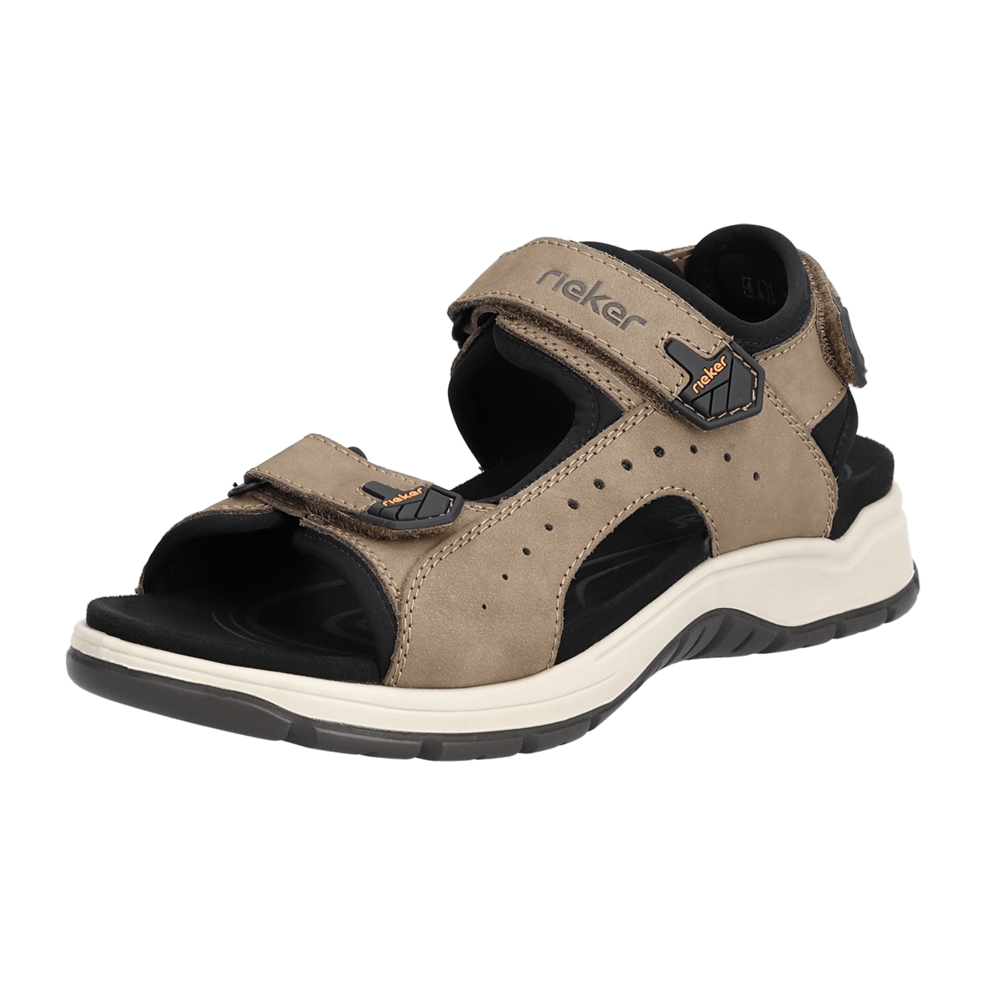 Rieker Men's Brown Leather Textile Sandals Comfortable Summer Footwear