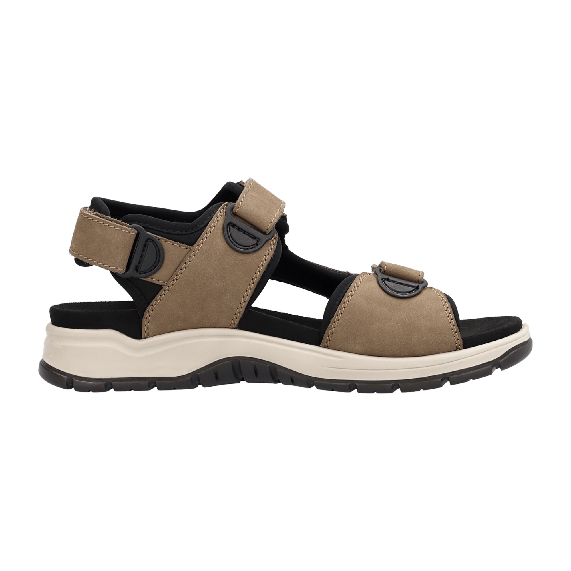 Rieker Men's Brown Leather Textile Sandals Comfortable Summer Footwear