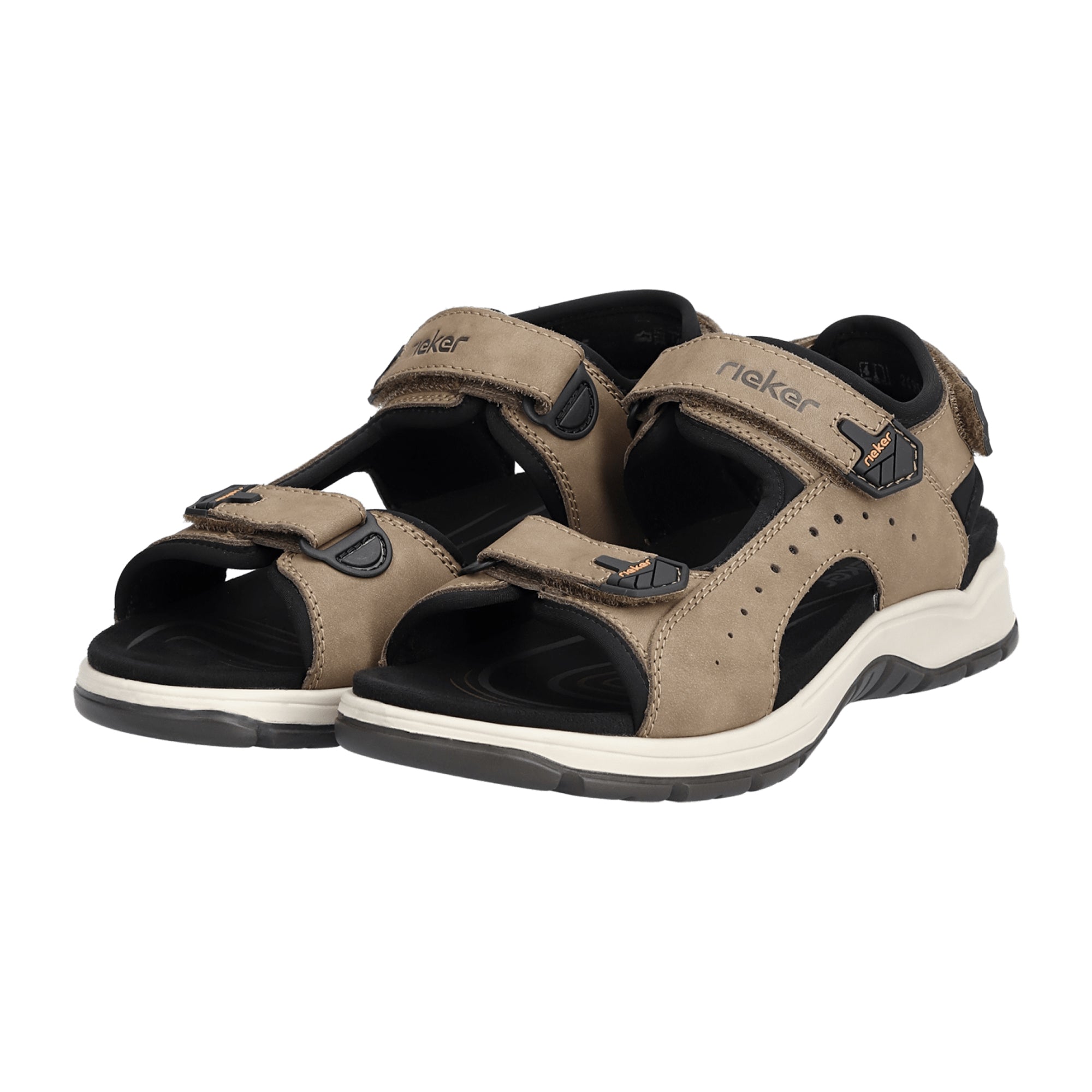 Rieker Men's Brown Leather Textile Sandals Comfortable Summer Footwear