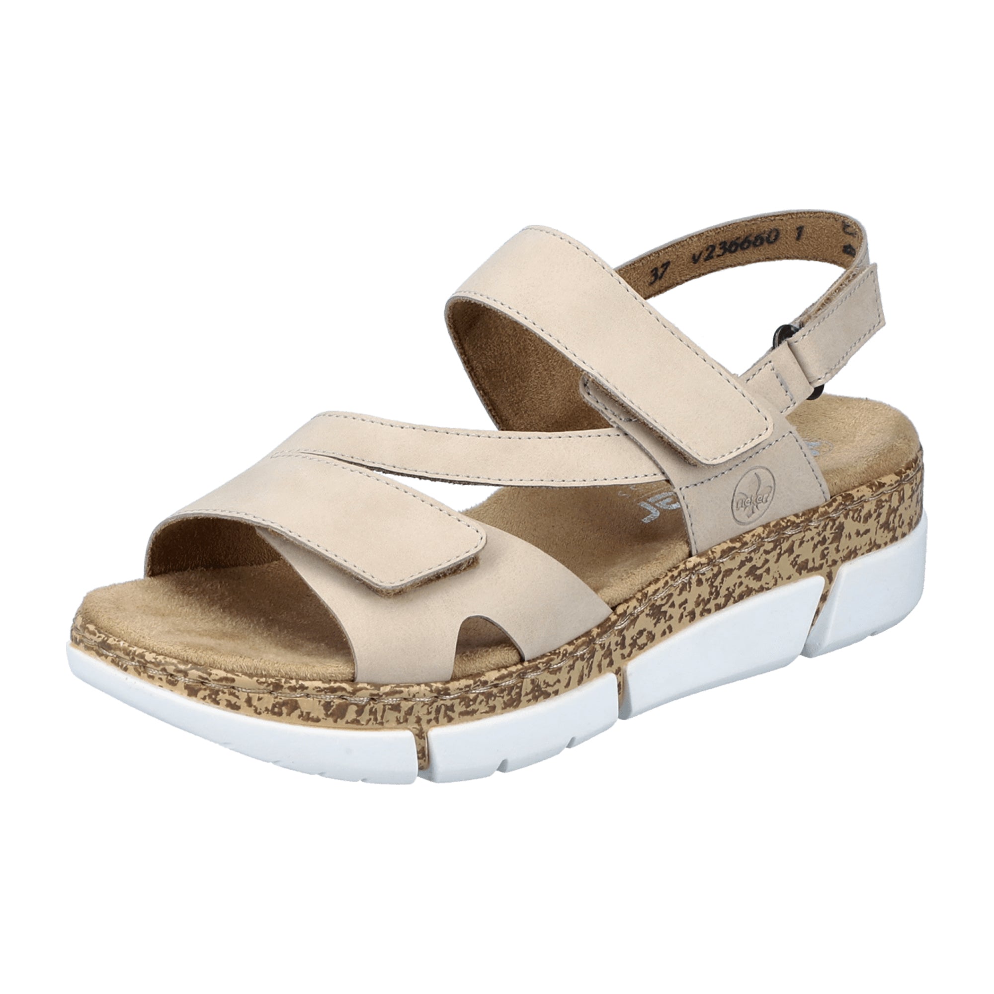 Rieker Morelia Beige Women's Sandals with Buckle and Velcro Strap