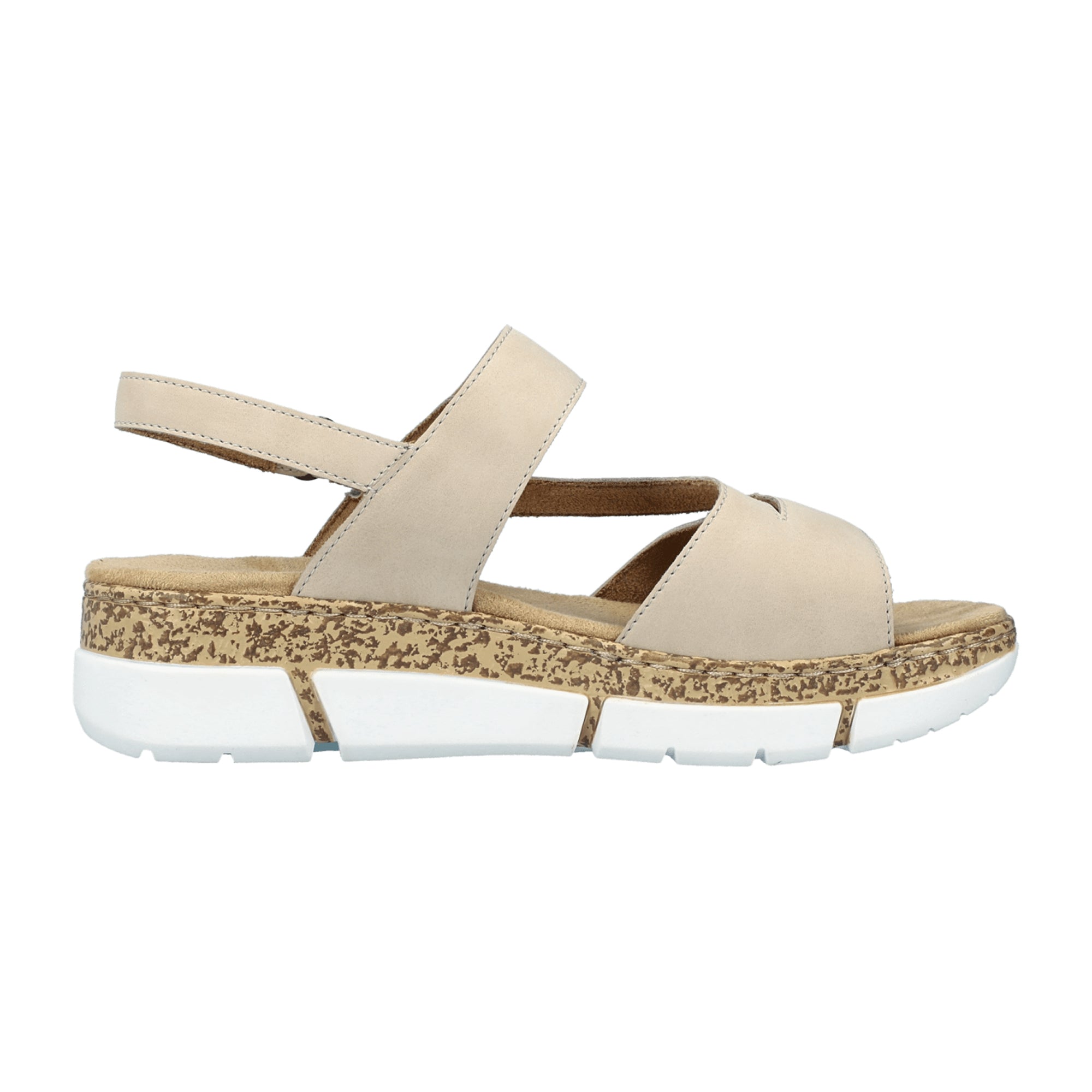 Rieker Morelia Beige Women's Sandals with Buckle and Velcro Strap