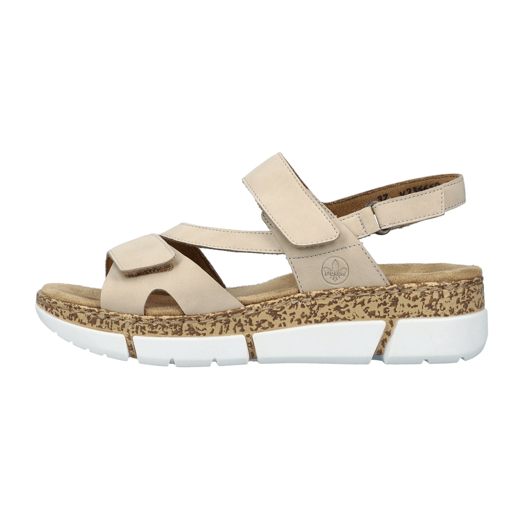 Rieker Morelia Beige Women's Sandals with Buckle and Velcro Strap