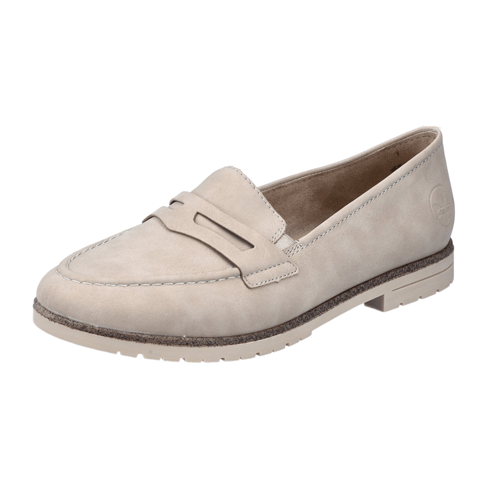 Rieker Beige Women's Slip-On Loafers, Comfortable Casual Shoes