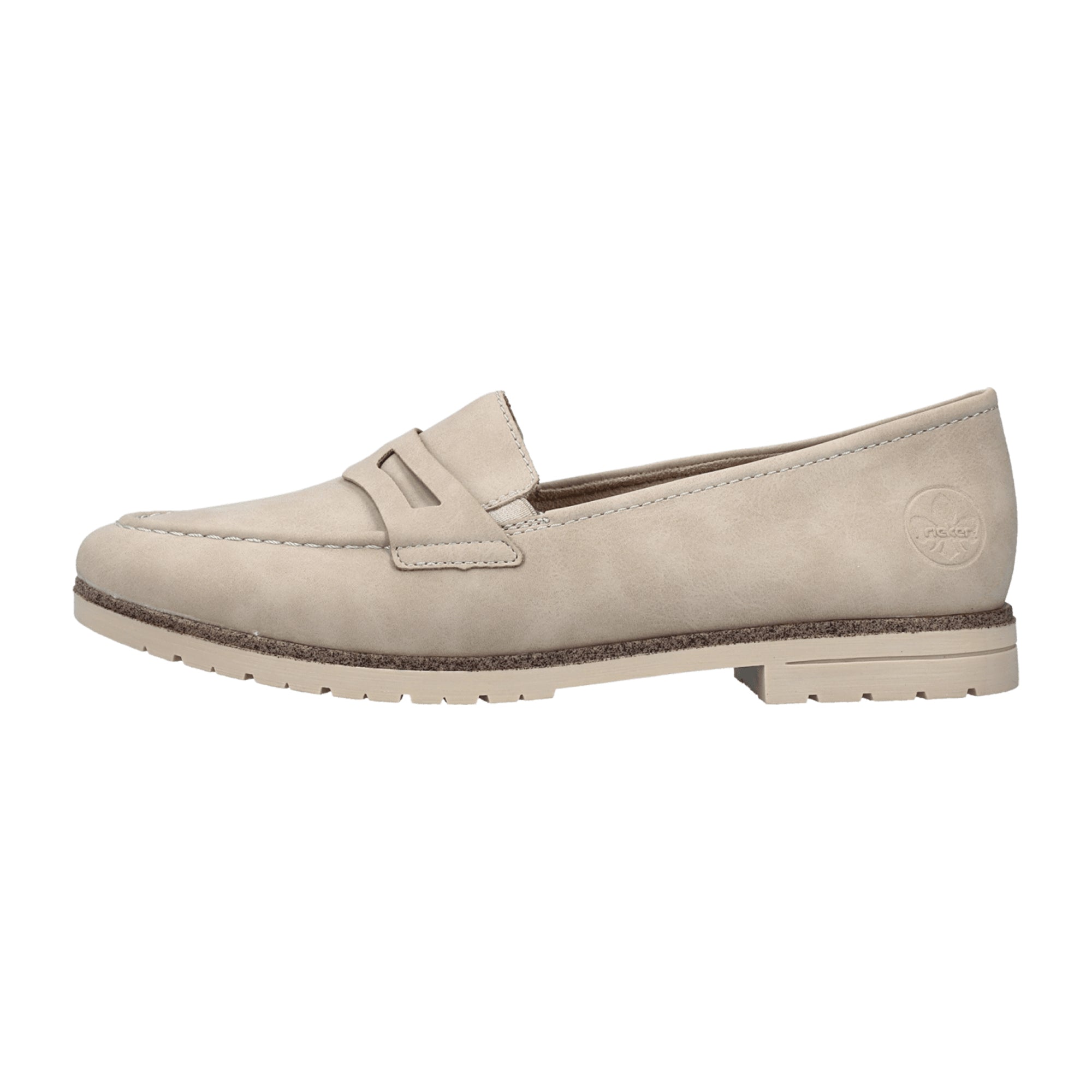 Rieker Beige Women's Slip-On Loafers, Comfortable Casual Shoes