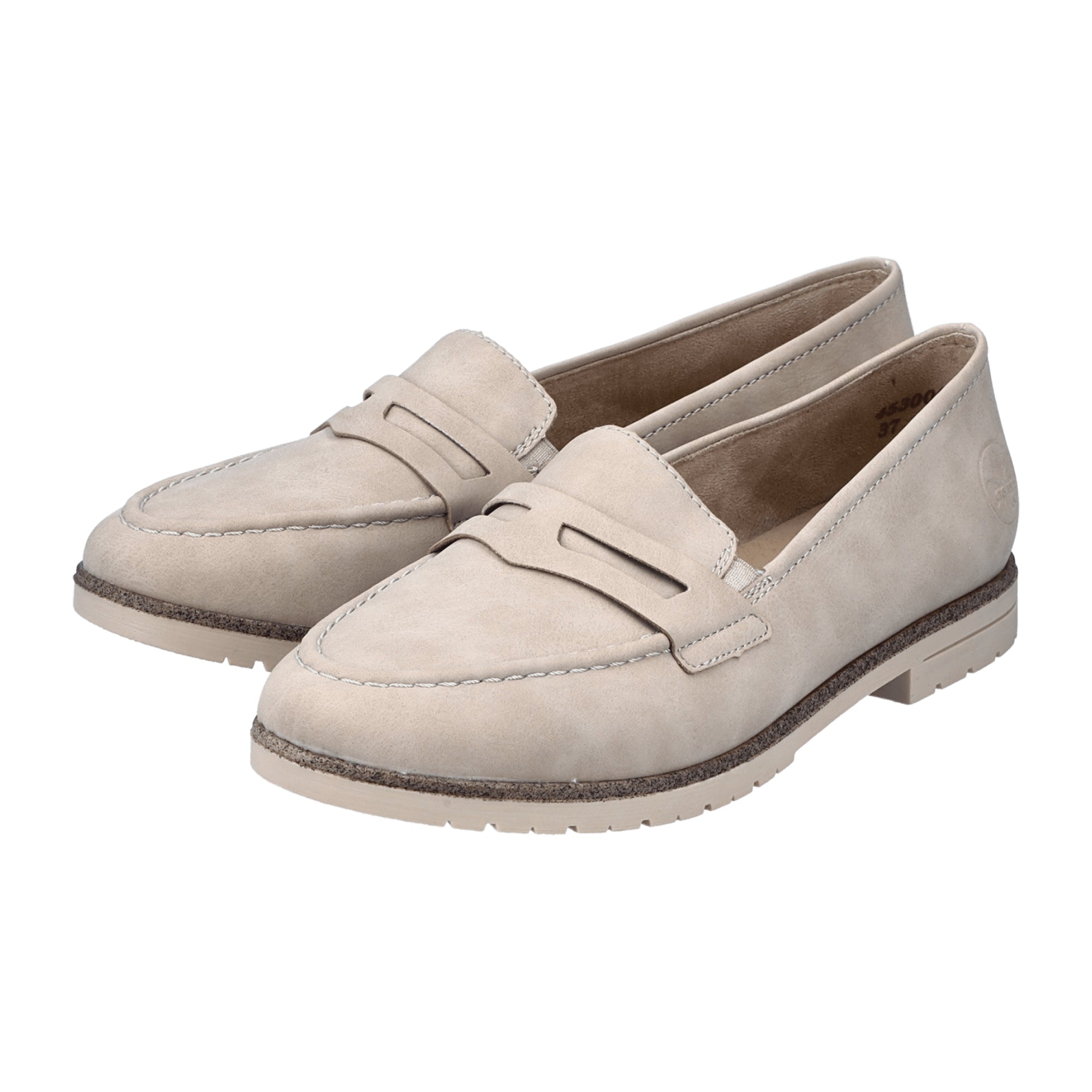 Rieker Beige Women's Slip-On Loafers, Comfortable Casual Shoes