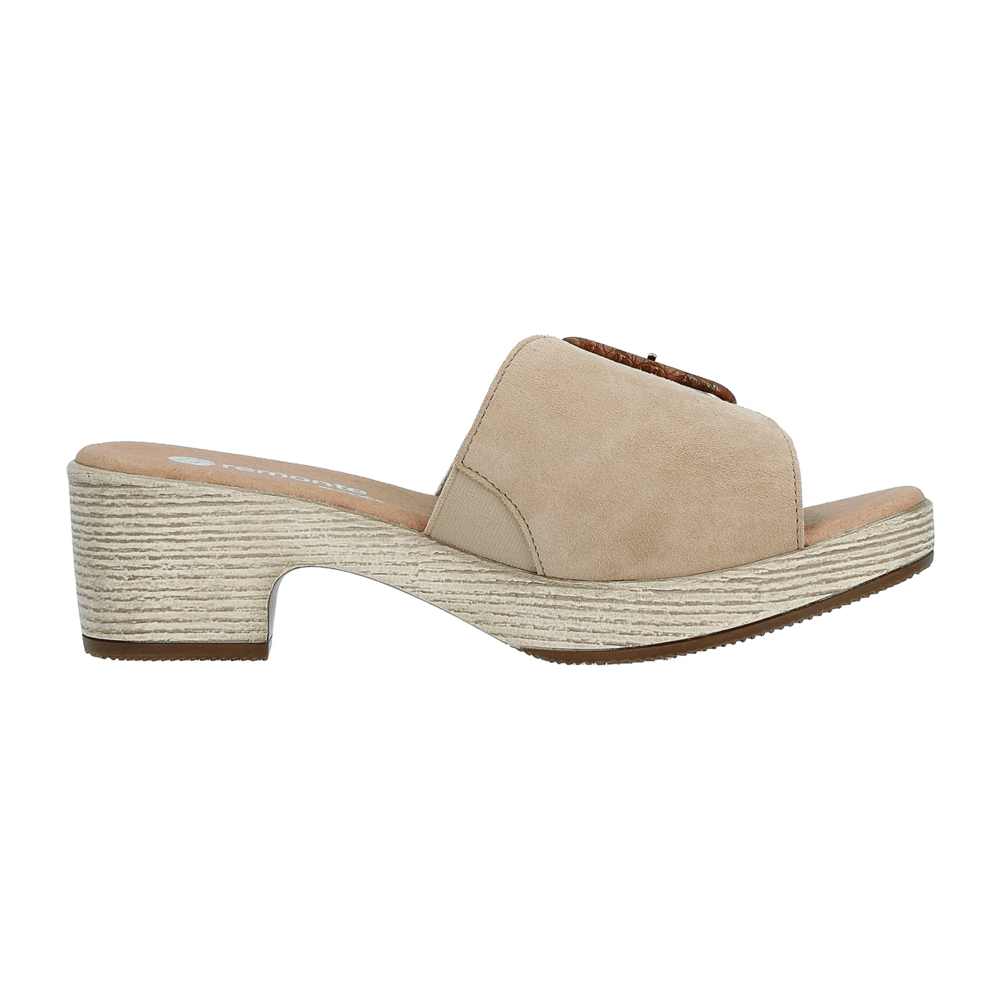 Remonte Beige Women's Shoes D0N56-60 Block Heel Spring Summer Suede