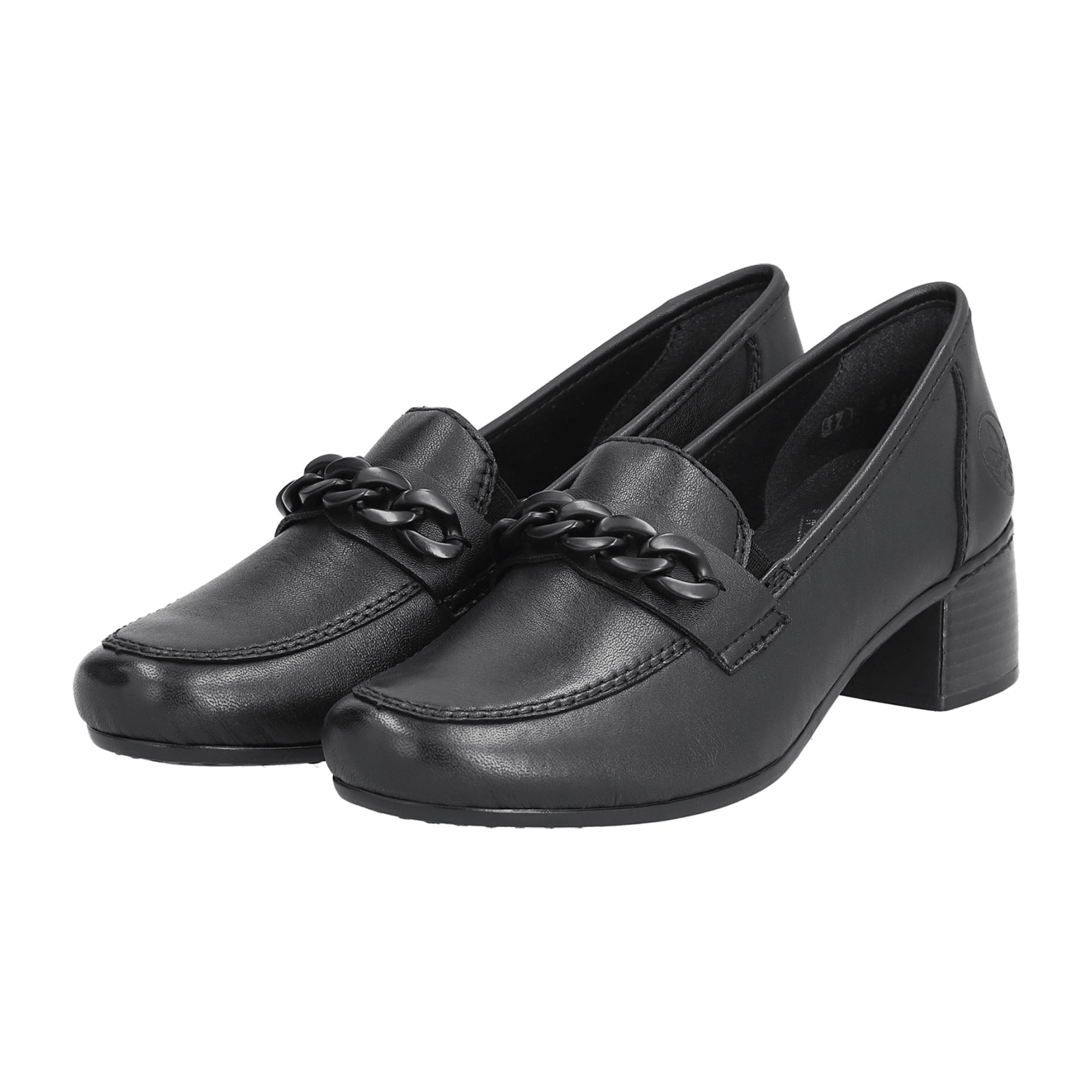 Rieker Lugano Women's Black Leather Shoes with Block Heel for Fall Win Rieker Lugano Women's Black Leather Shoes with Block Heel for Fall Win
