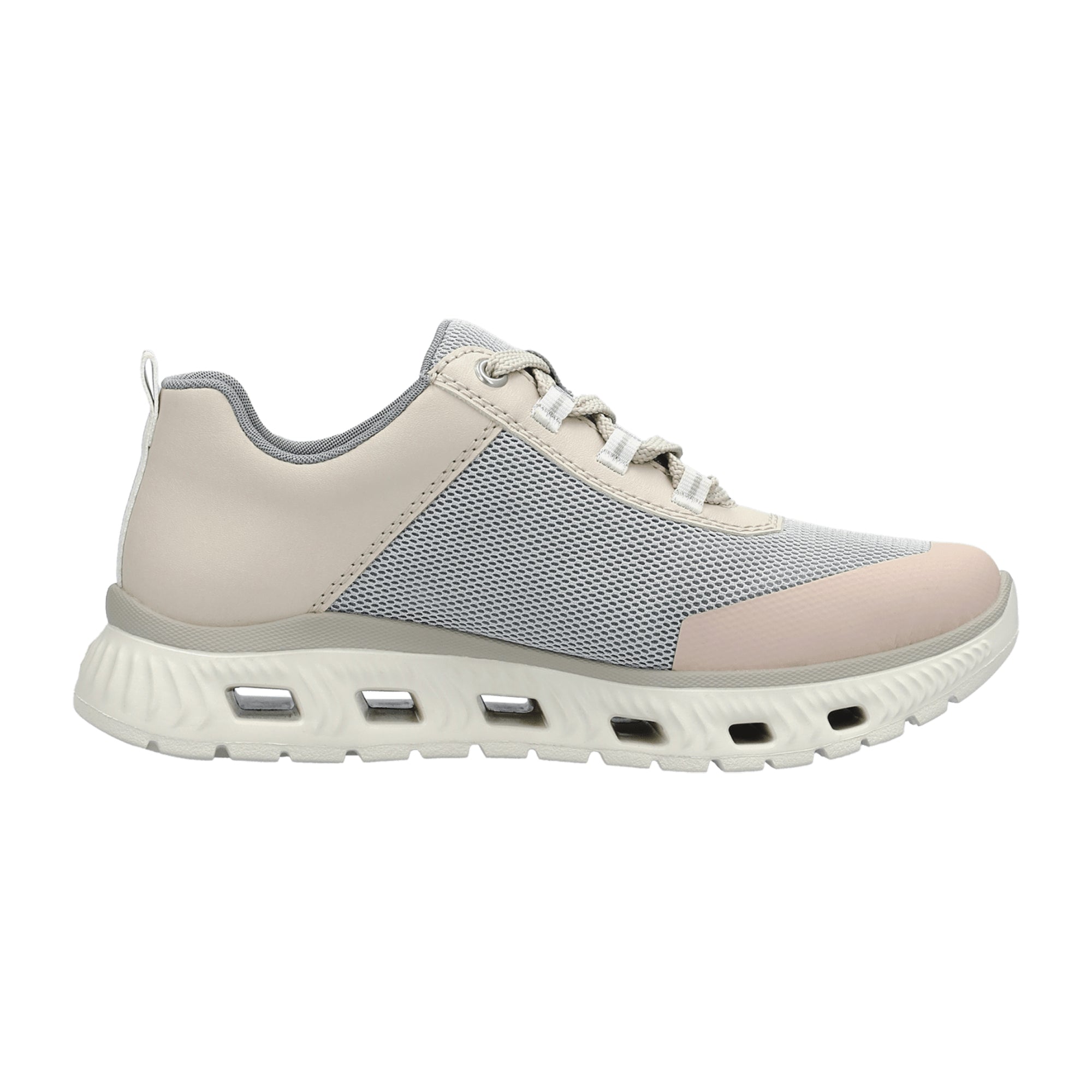 Rieker M6006 Women's Colorful Sneakers Textile Upper Lace-Up Beige Sole