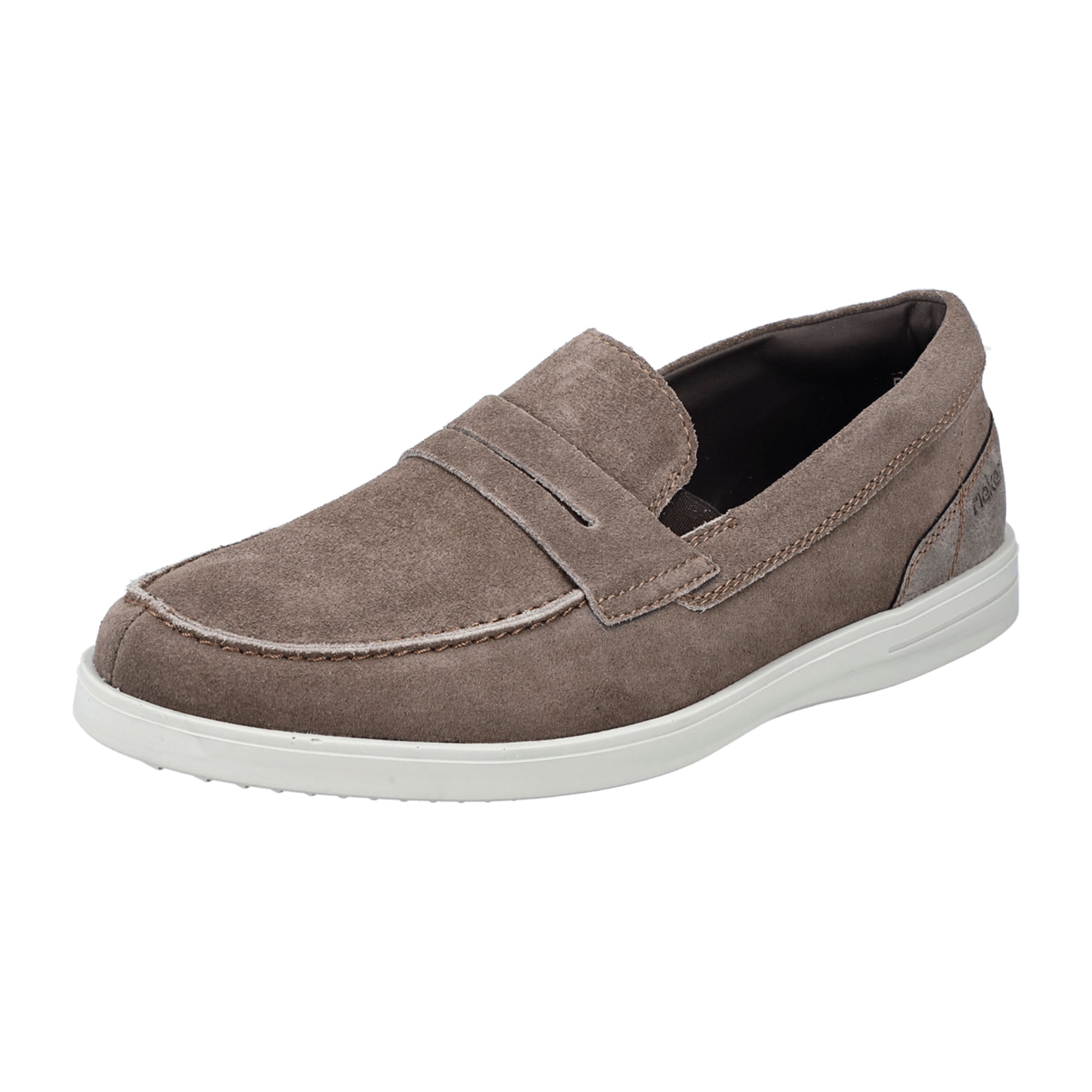 Rieker Men's Beige Slip-On Shoes Suede Upper Flat Heel Round Toe Casual