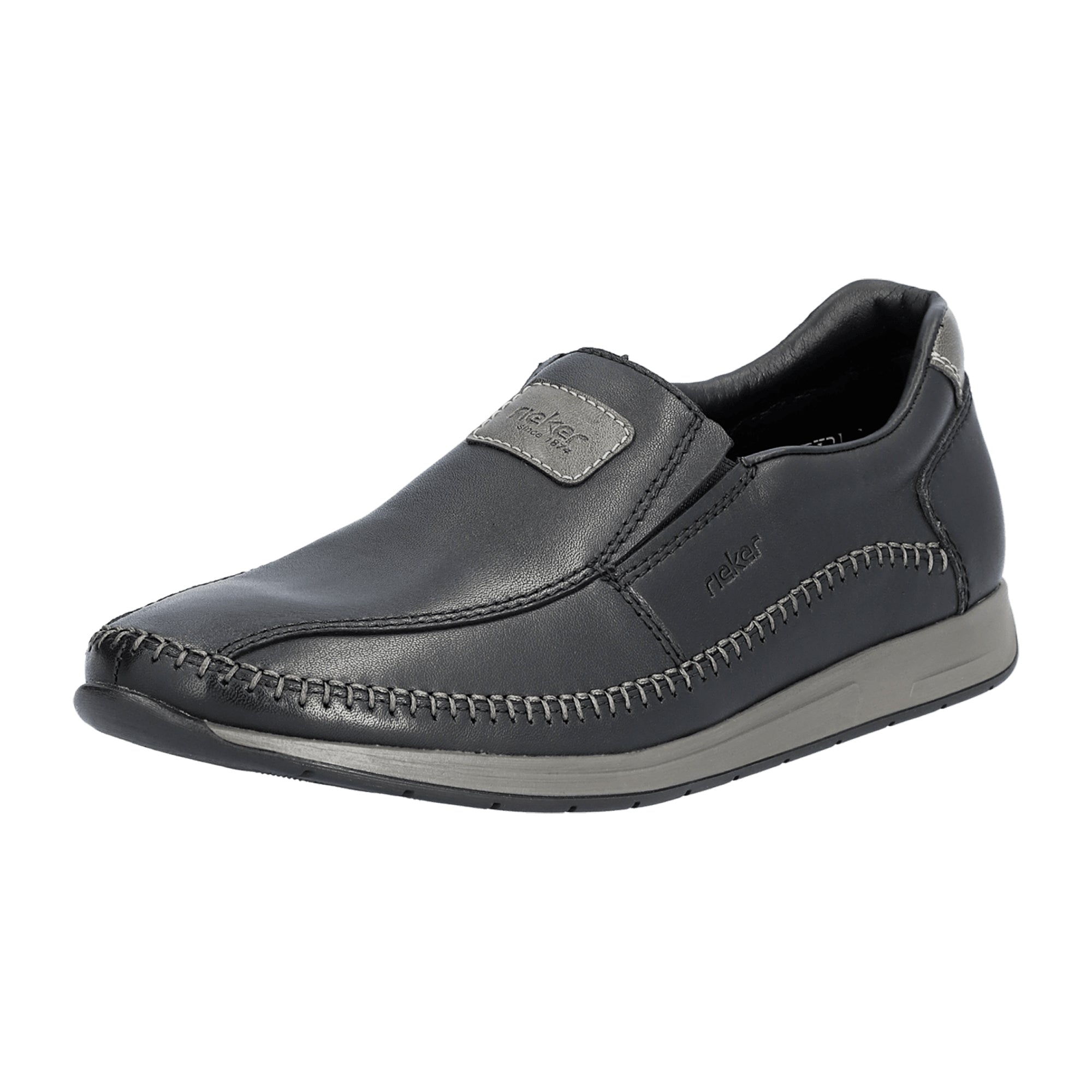 Rieker Men's Black Leather Slip-On Shoes with Removable Insole