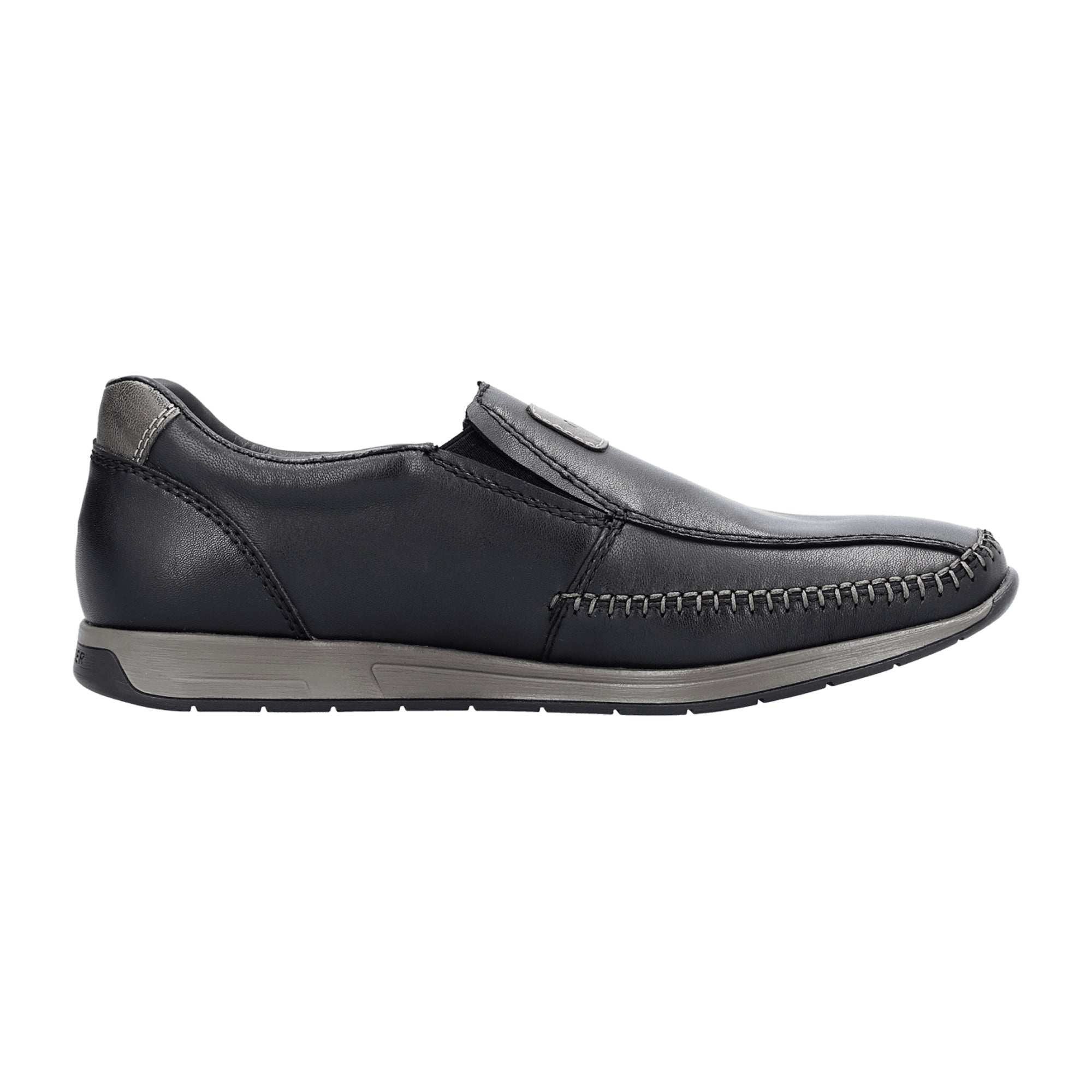 Rieker Men's Black Leather Slip-On Shoes with Removable Insole