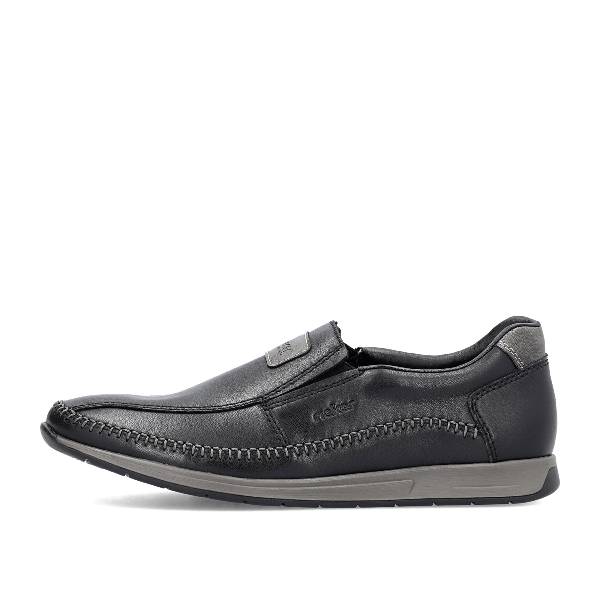 Rieker Men's Black Leather Slip-On Shoes with Removable Insole