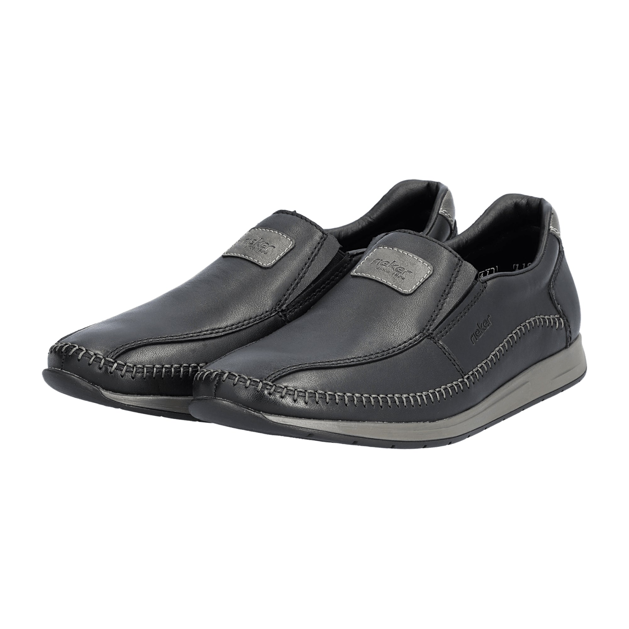 Rieker Men's Black Leather Slip-On Shoes with Removable Insole
