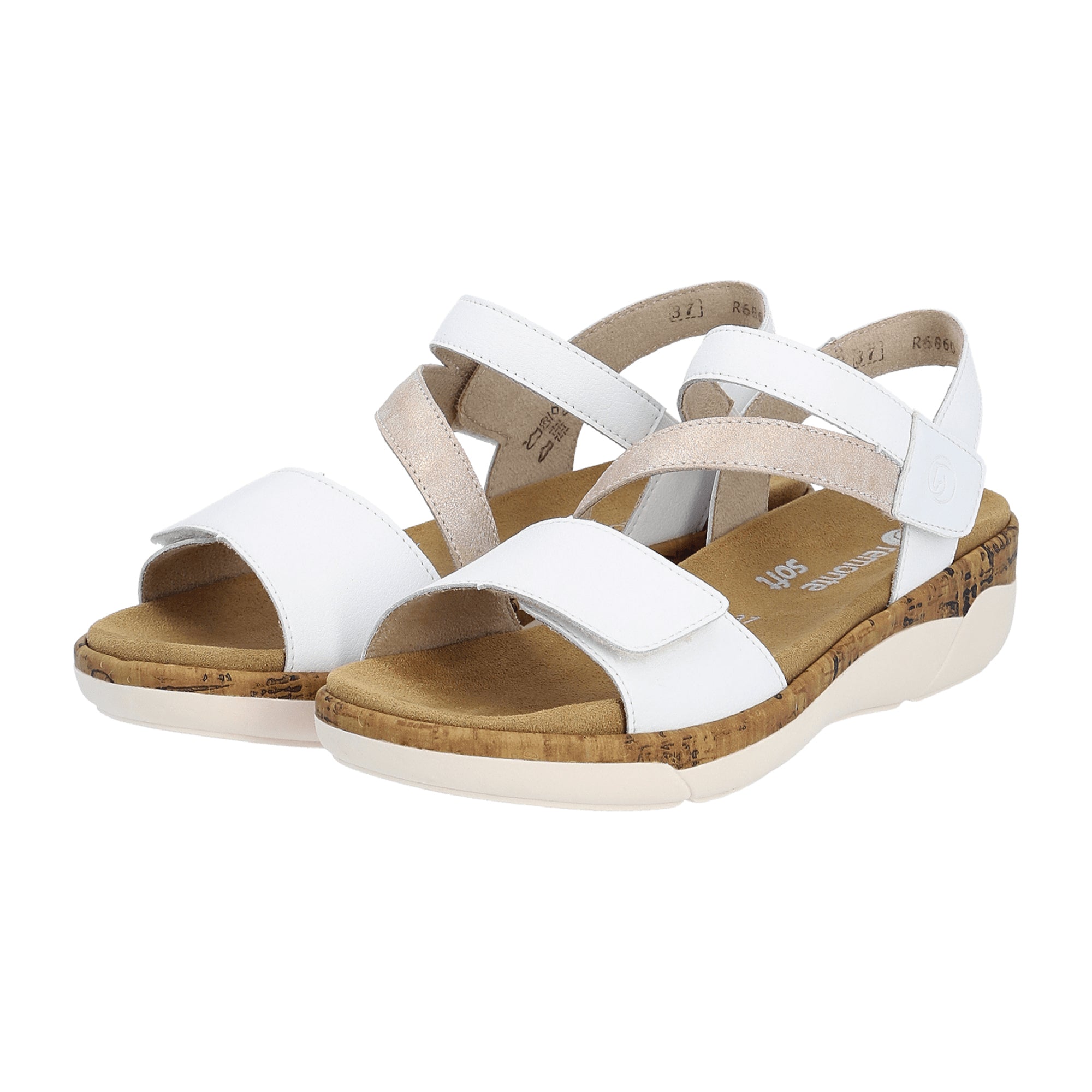 Remonte Women's White Leather Sandals for Spring Summer