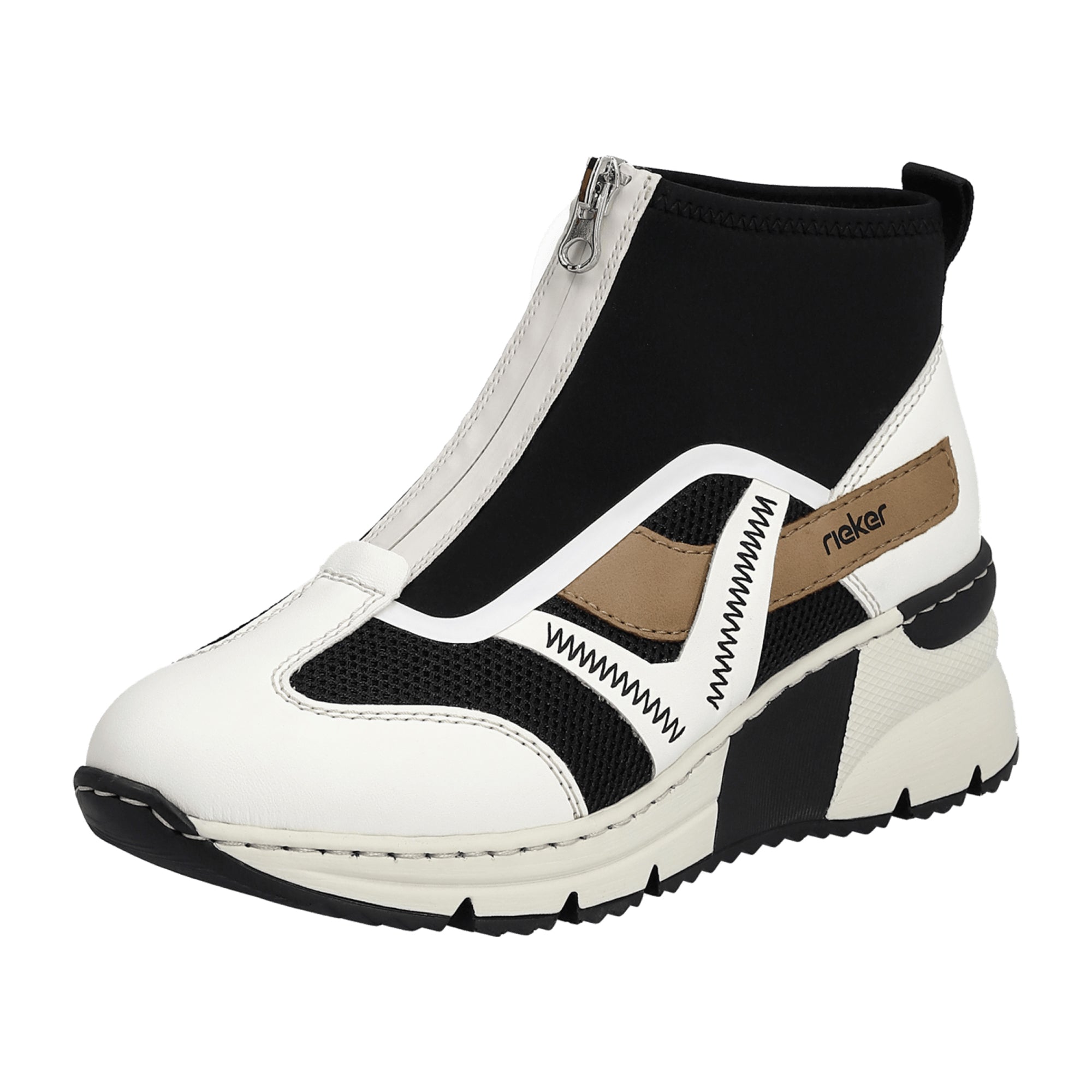 Rieker N6360 White Women's Casual Shoes Textile Upper Flat Heel Normal Width