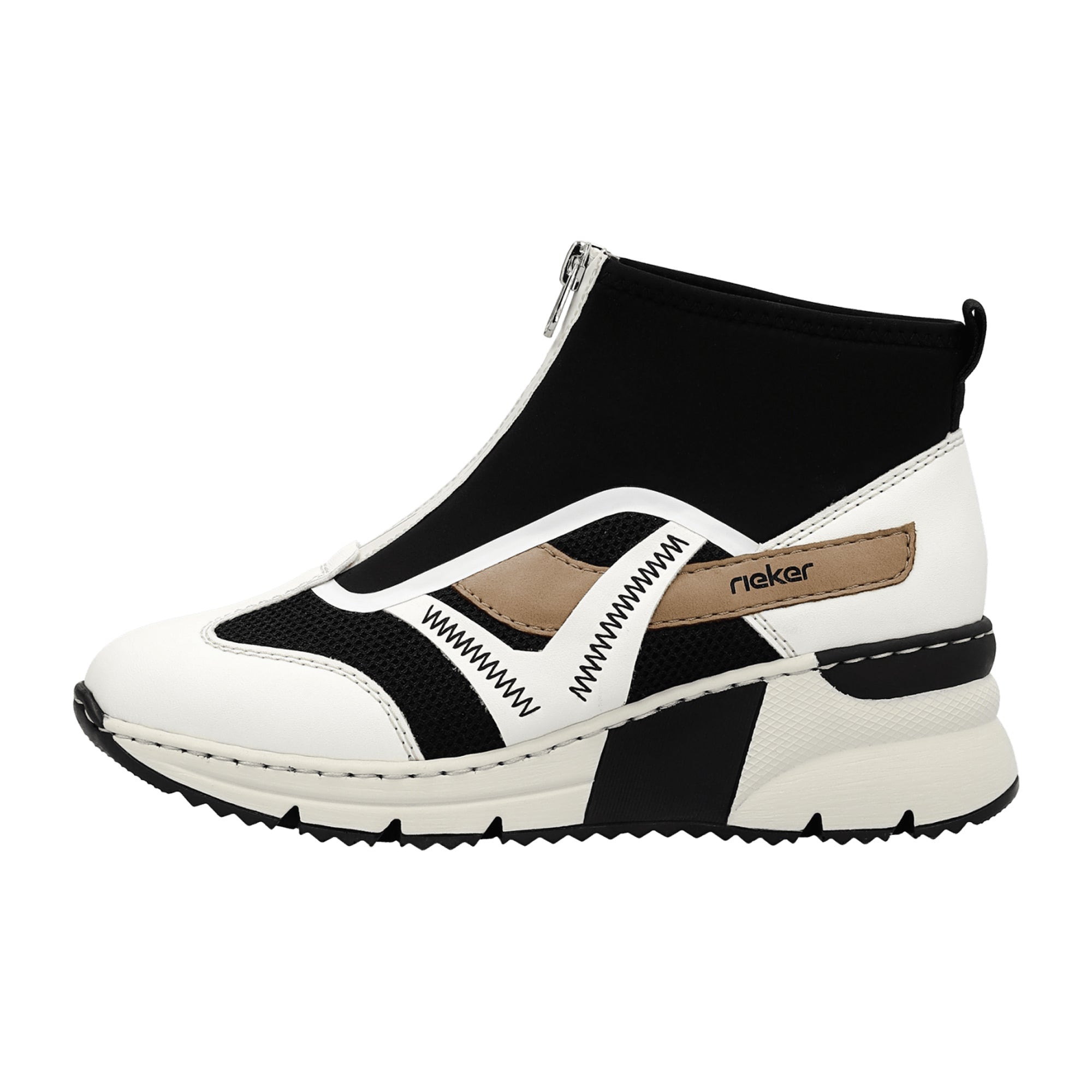 Rieker N6360 White Women's Casual Shoes Textile Upper Flat Heel Normal Width