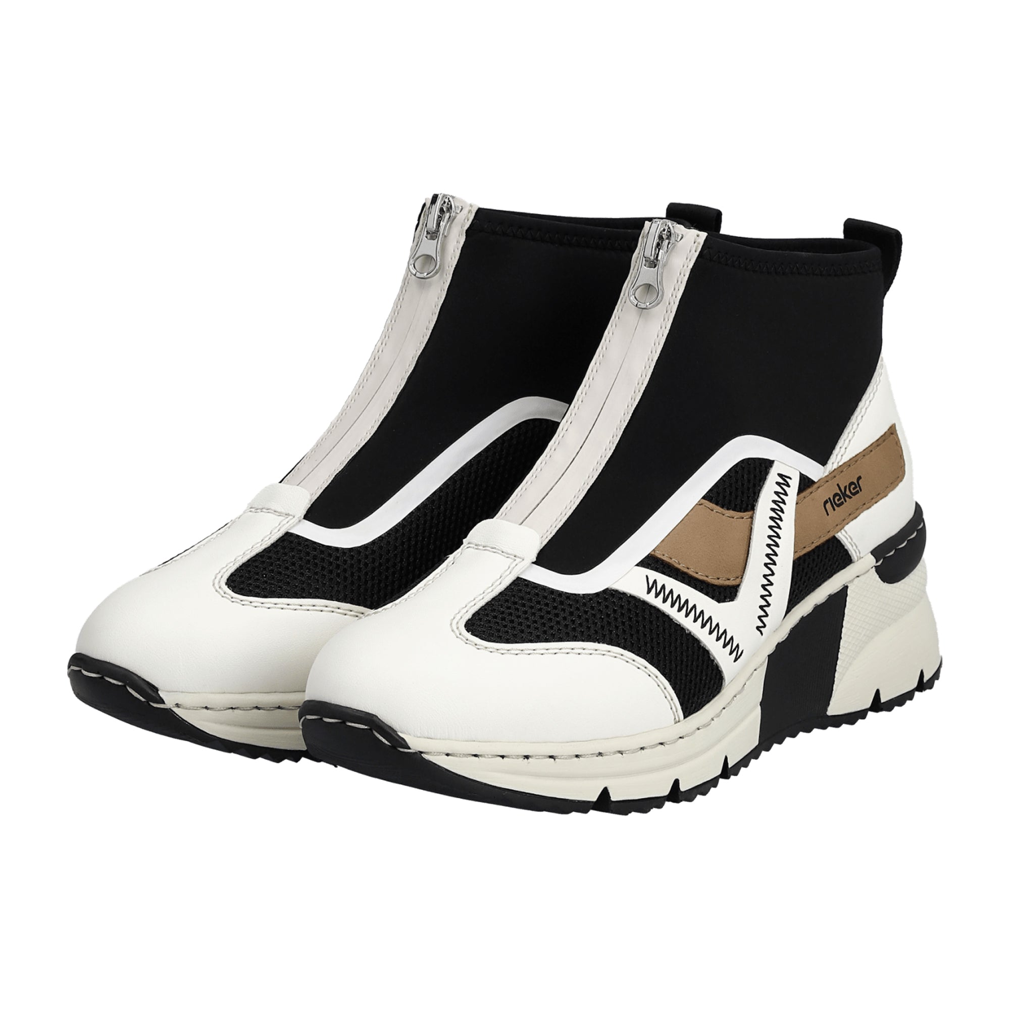 Rieker N6360 White Women's Casual Shoes Textile Upper Flat Heel Normal Width