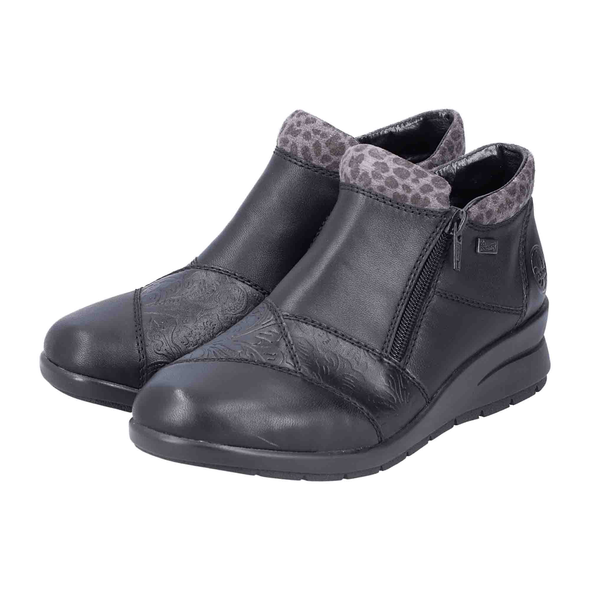Rieker Women's Black Leather Shoes L4881-01 Fall Winter Collection
