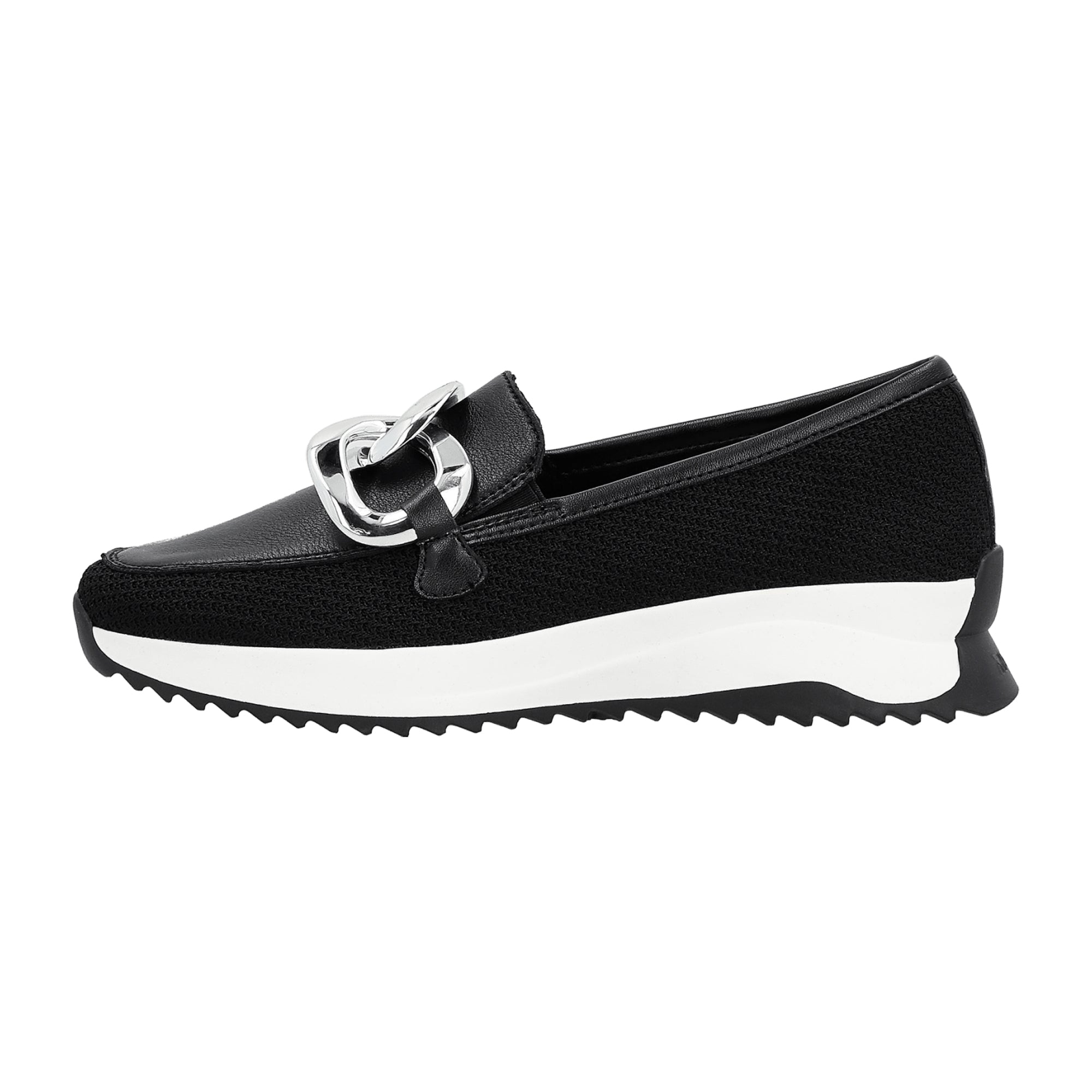 Rieker Women's Slip-On Shoes Black Leather Mix Round Toe Casual Comfort