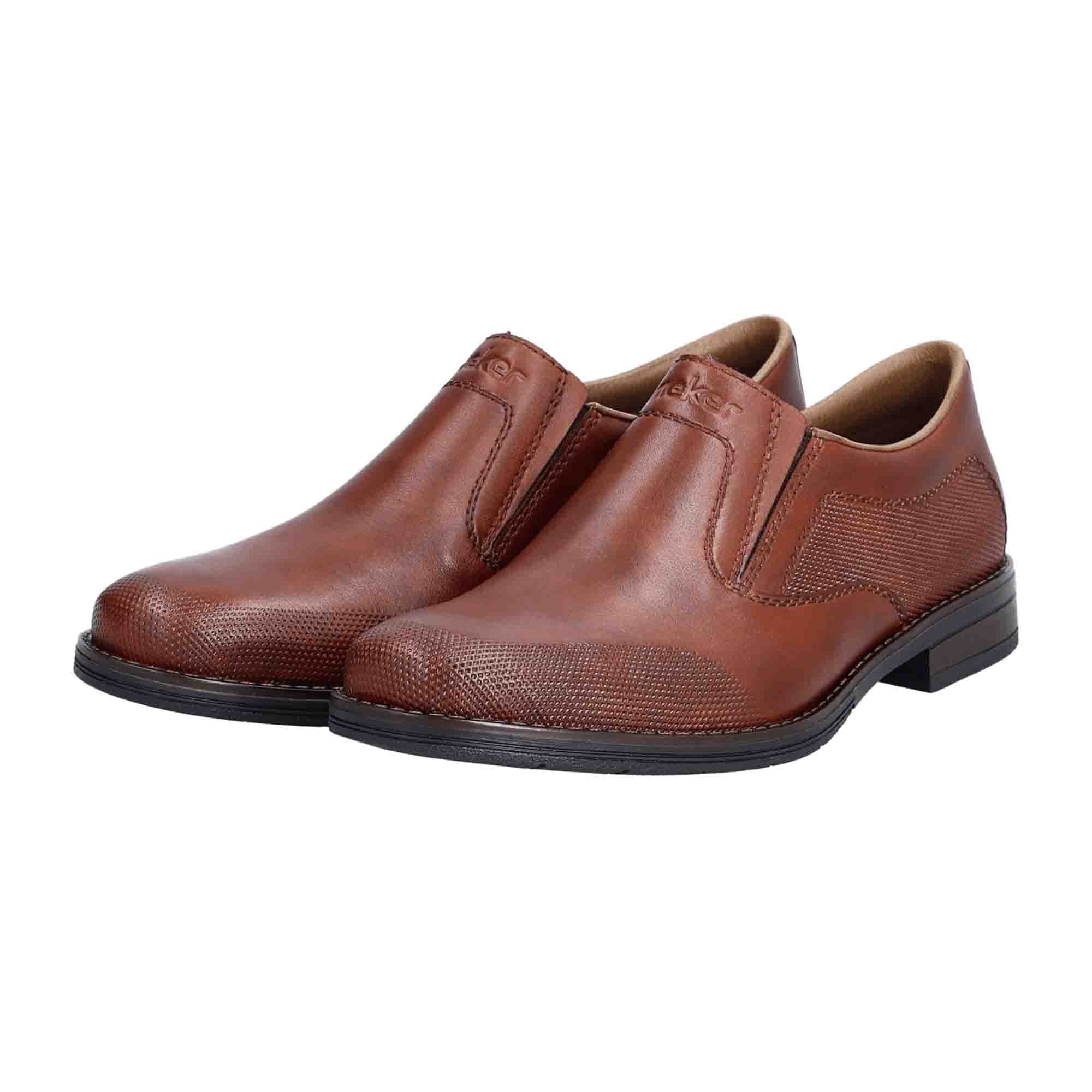 Rieker Men's Brown Leather Slip-On Shoes Comfortable Casual Footwear