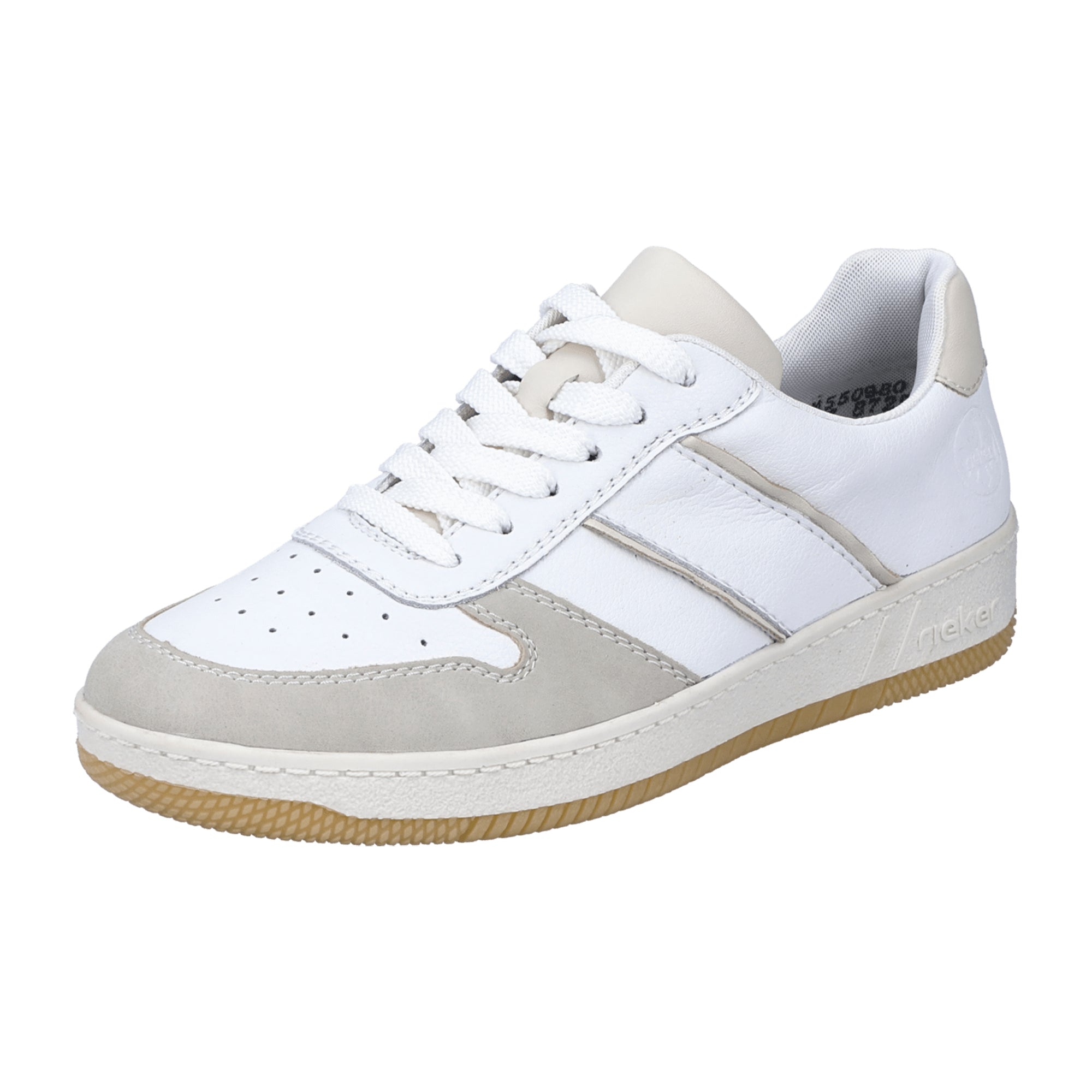 Rieker FSK Women's White Leather Shoes Flat Heel Comfortable Casual Footwear