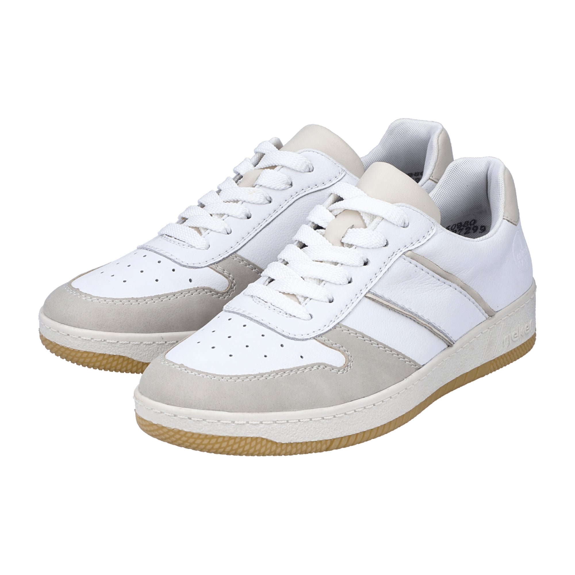 Rieker FSK Women's White Leather Shoes Flat Heel Comfortable Casual Footwear