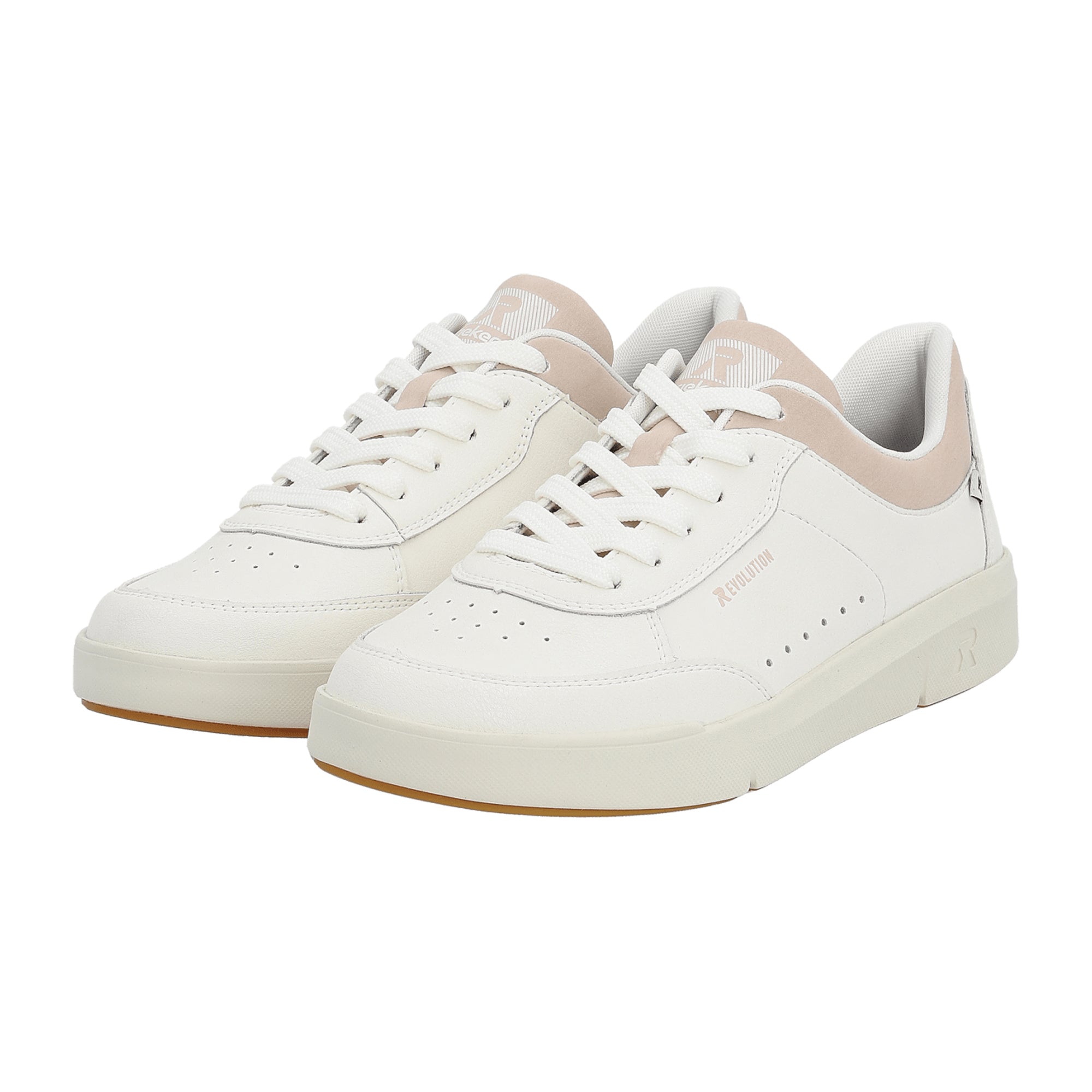 Rieker Evolution Women's White Leather Shoes Flat Heel Comfortable Fit