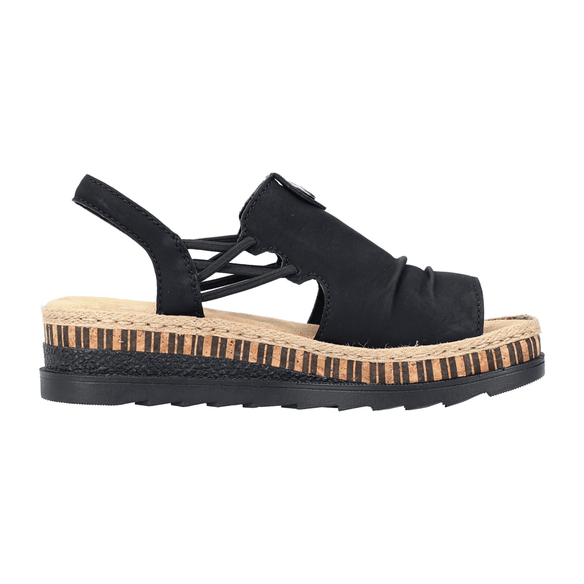 Rieker Nabukino Black Women's Shoes with Flat Heel and Open Toe