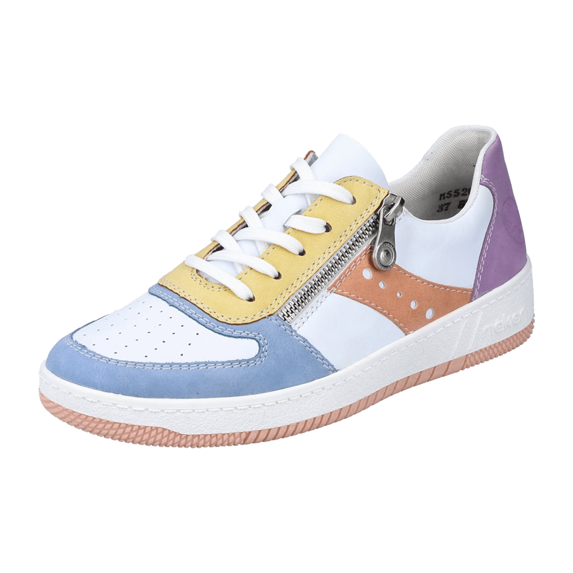 Rieker Women's White Casual Shoes M5520-91 Synthetic Leather Flat Heel