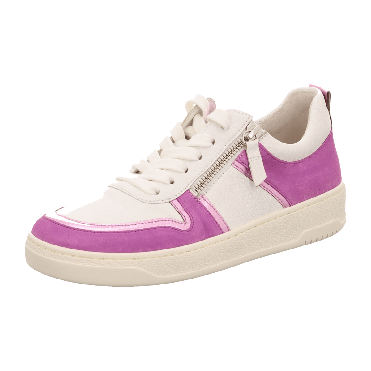 Gabor Women's Low-Top Sneakers - White Leather Comfort Shoes with Zip