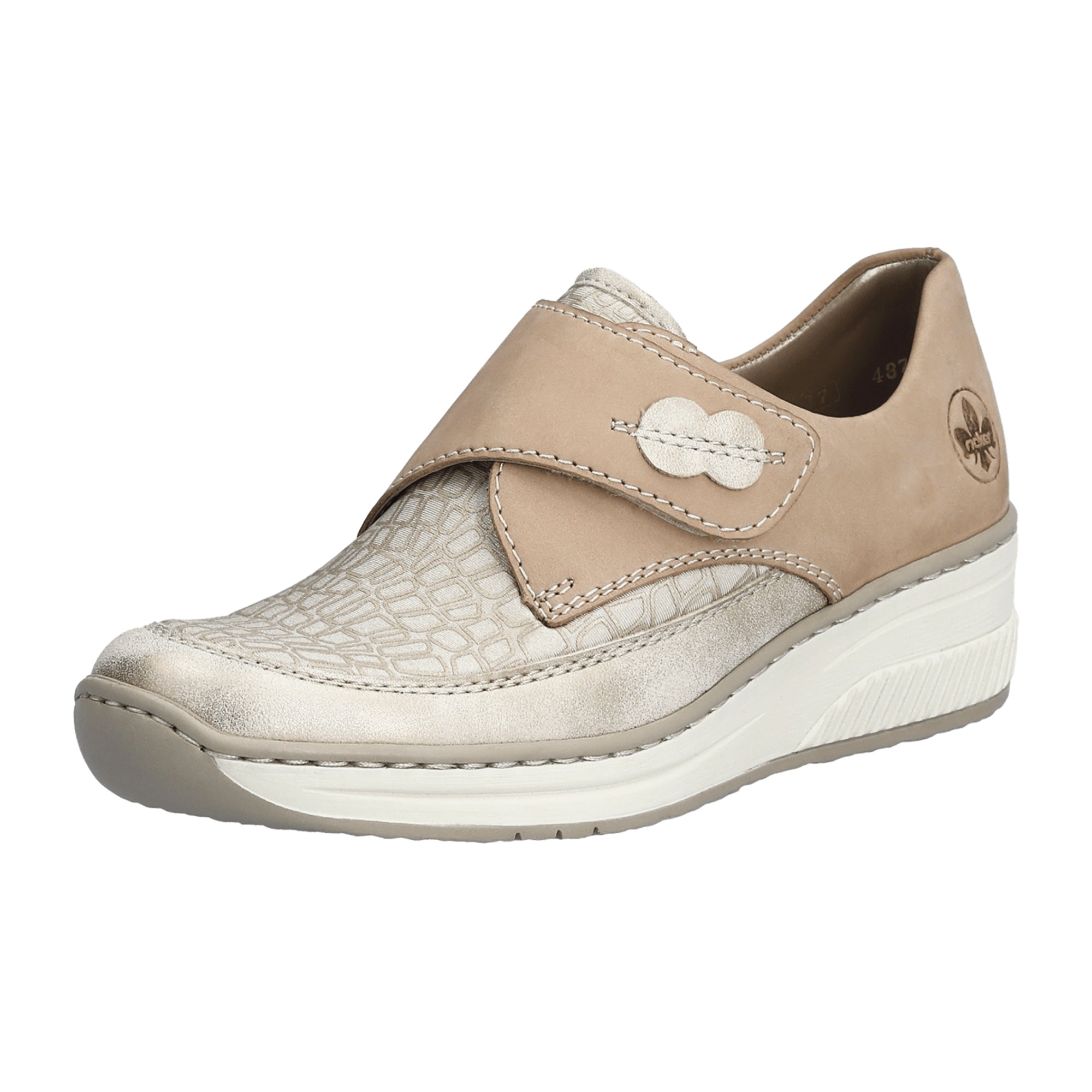 Rieker Beige Slip-On Shoes for Women with Faux Leather and Riricon Sole