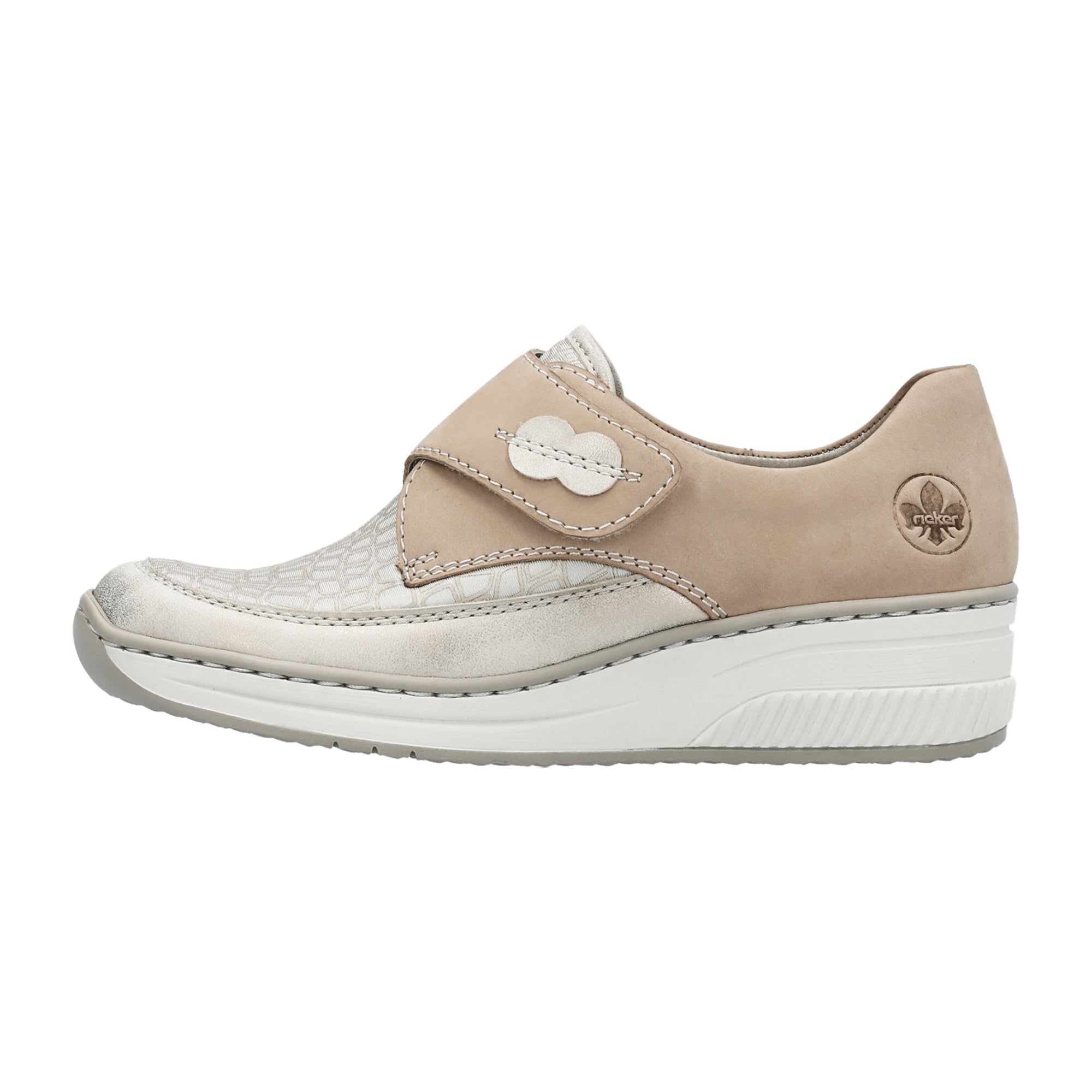Rieker Beige Slip-On Shoes for Women with Faux Leather and Riricon Sole