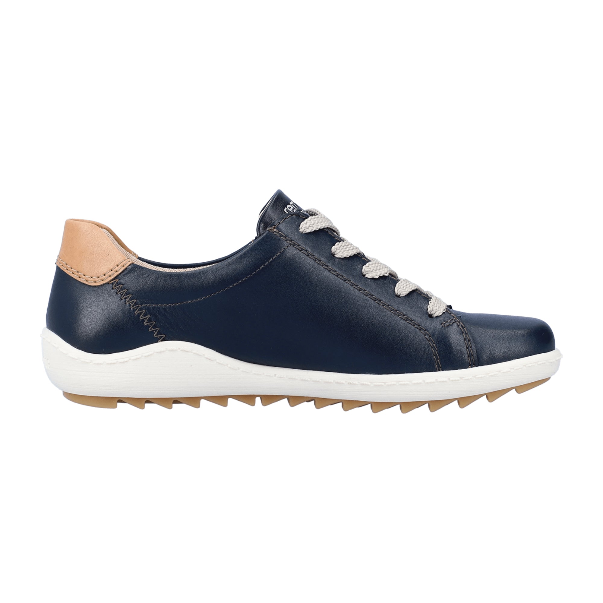 Remonte Blue Leather Women's Shoes with Removable Insole and Zipper Closure