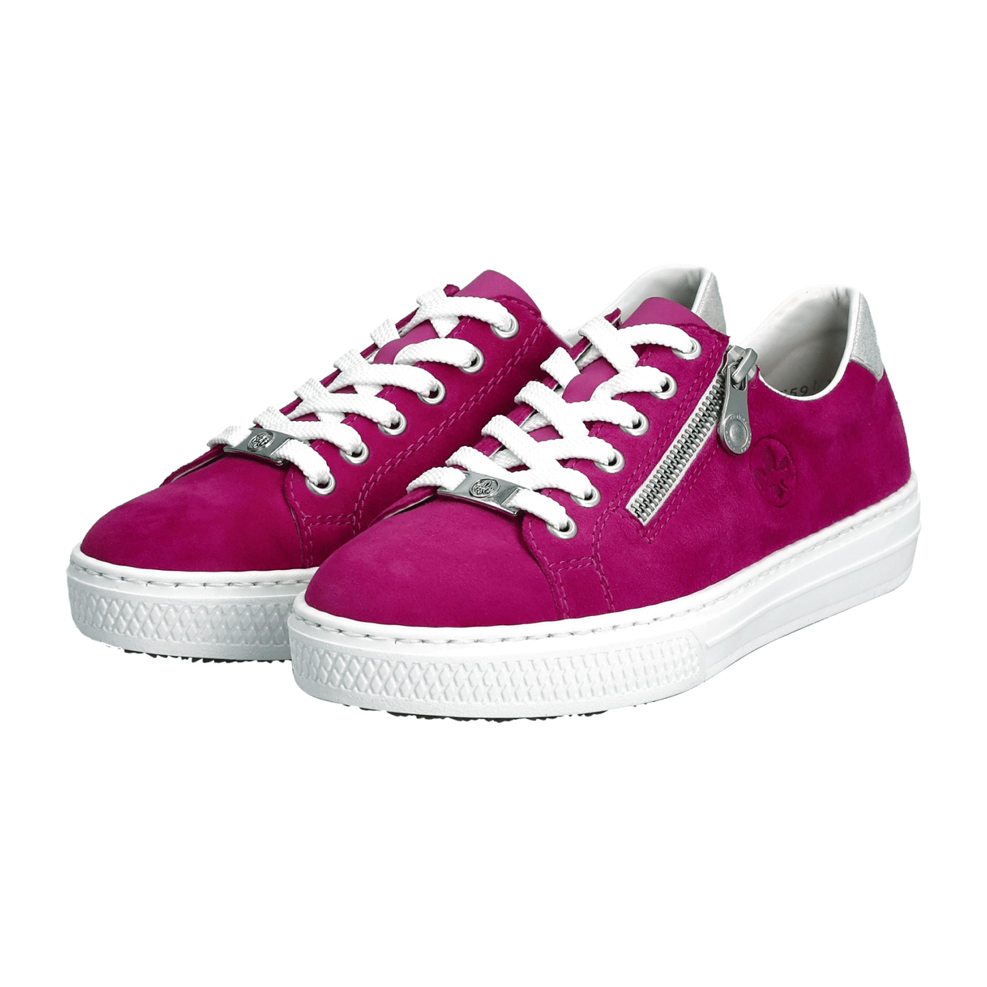 Rieker Pink Sheepsuede Womens Shoes with Zipper and Laces