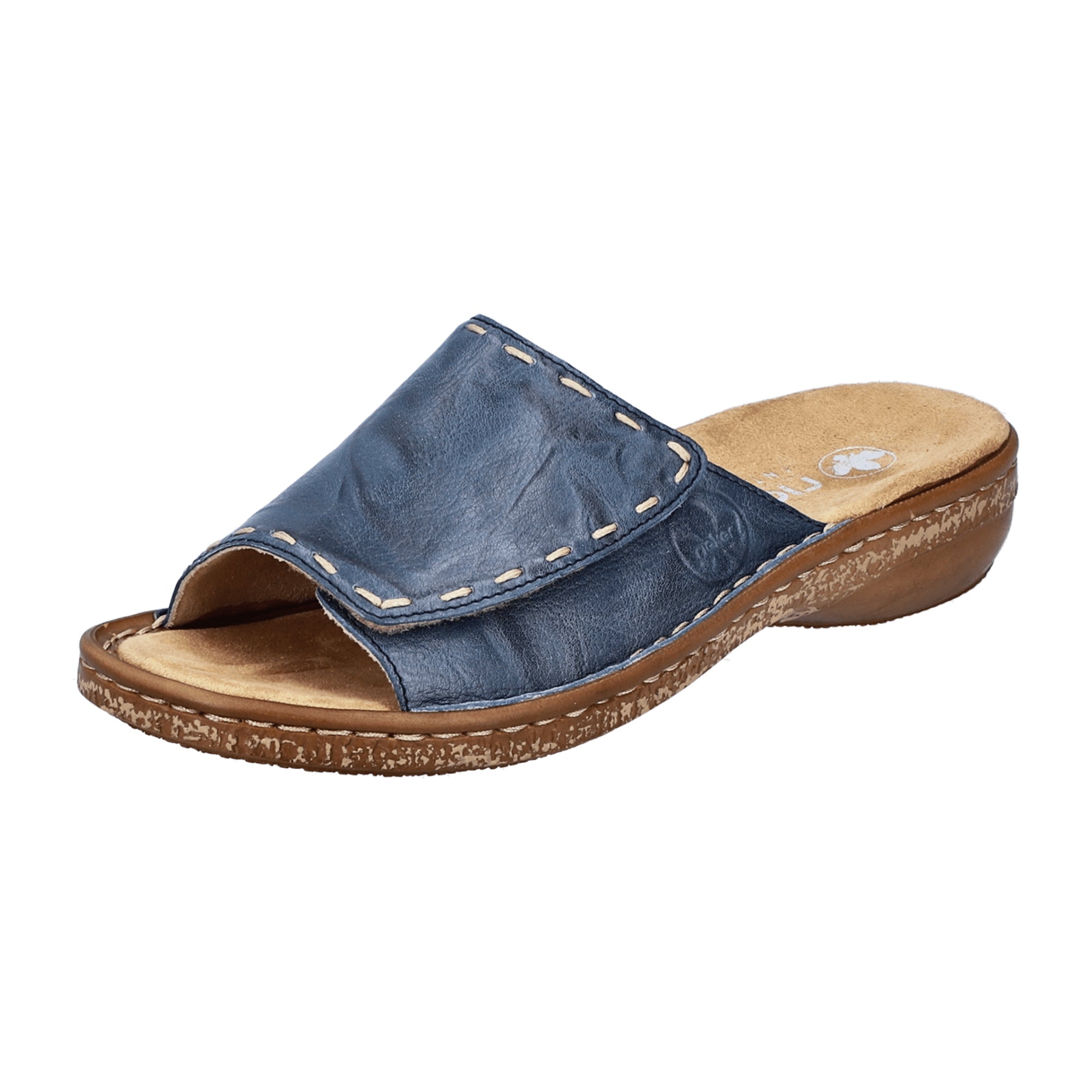 Rieker Women's Blue Leather Sandals Flat Heel Comfortable Casual Shoes