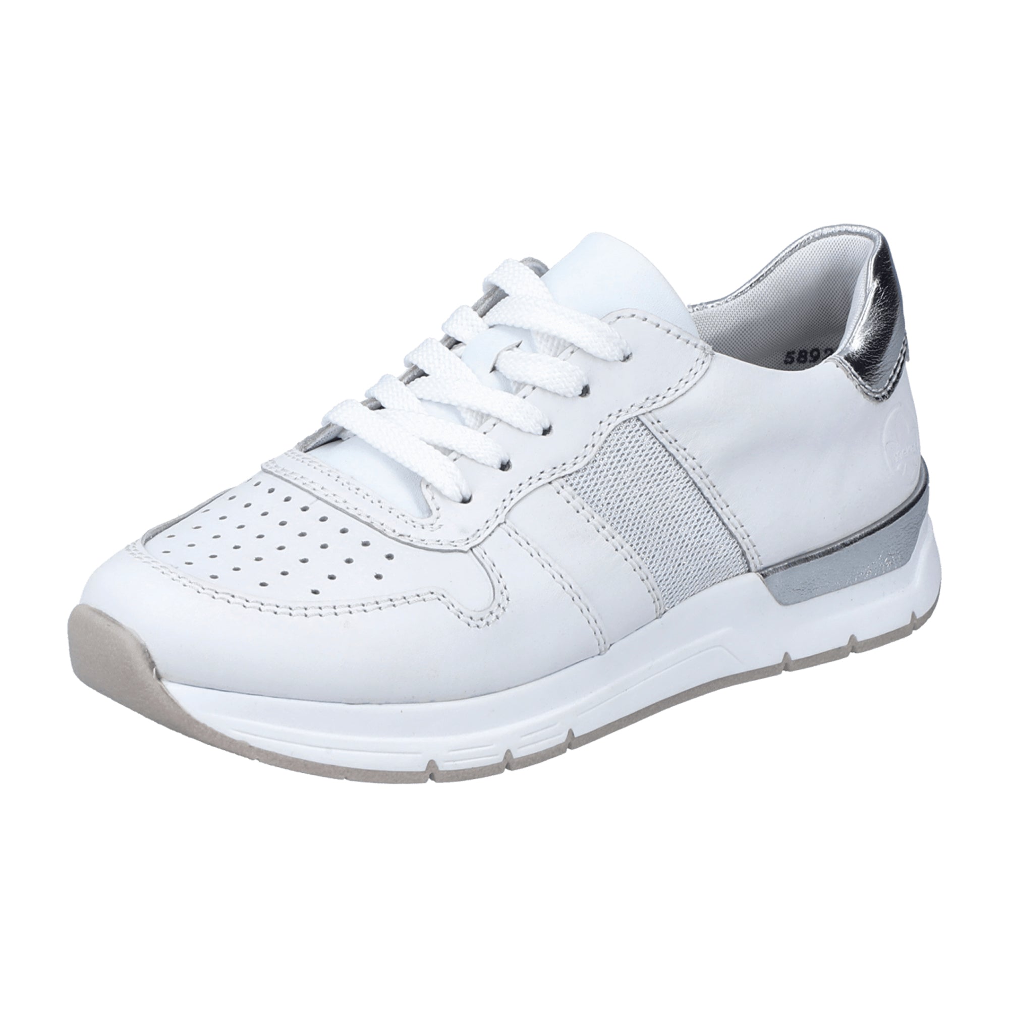 Rieker White Leather Lace-Up Women's Shoes with Removable Insole