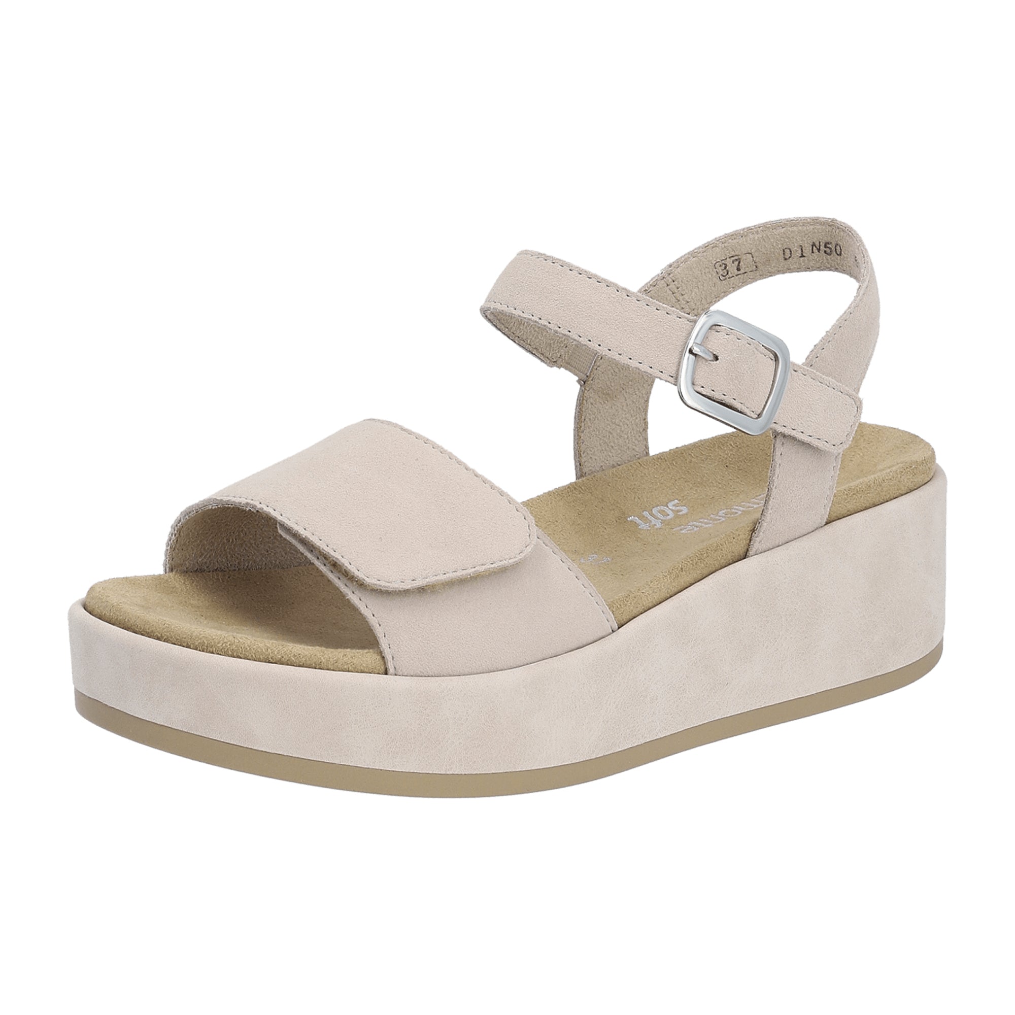 Remonte Beige Women's Platform Shoes with Suede Uppers and Textile Lining