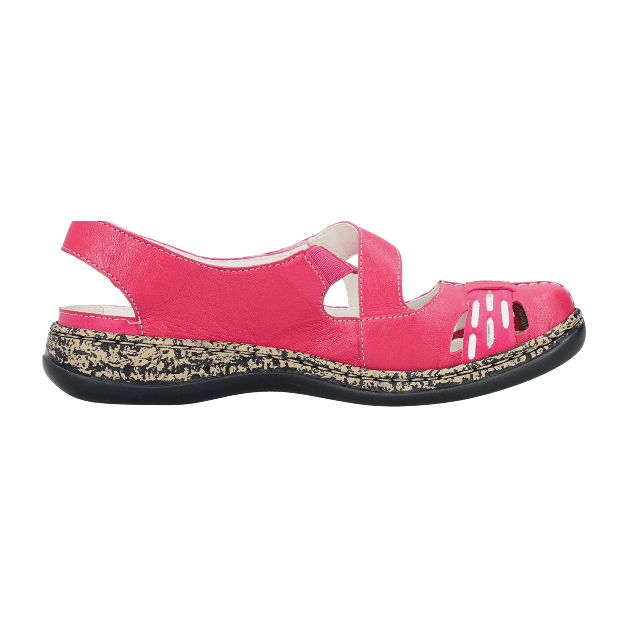 Rieker FSK Women's Pink Leather Shoes Flat Heel Comfortable Casual Footwear