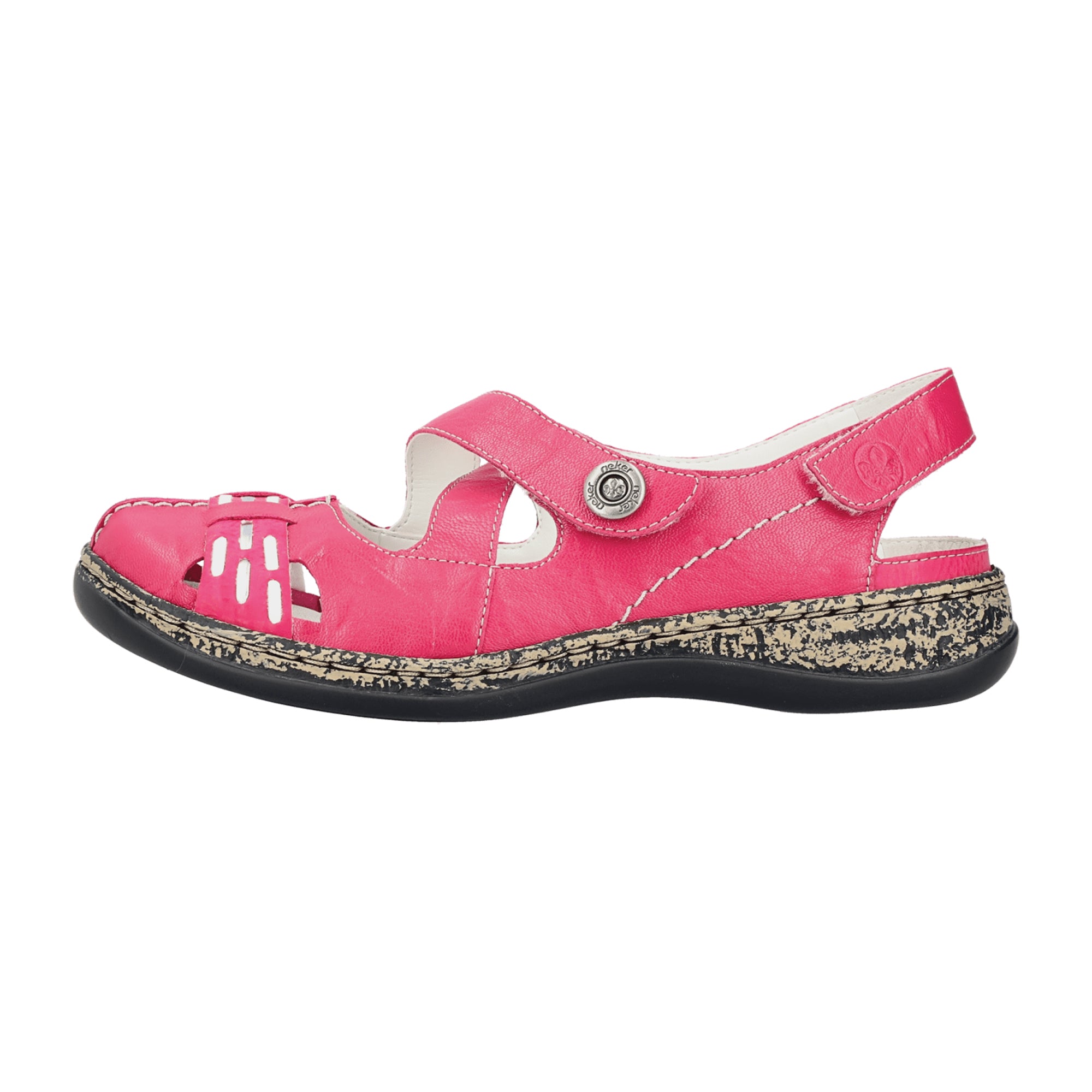 Rieker FSK Women's Pink Leather Shoes Flat Heel Comfortable Casual Footwear