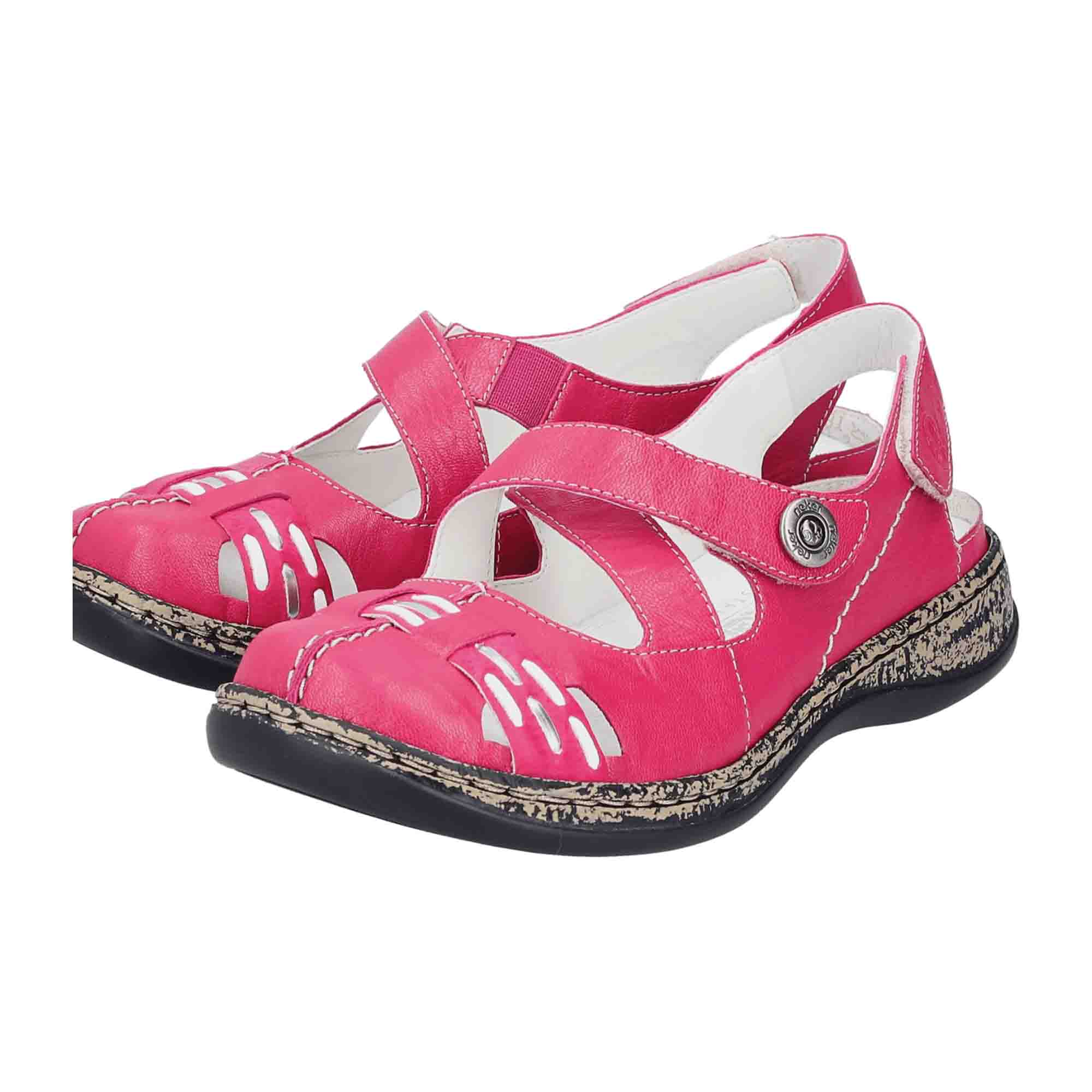 Rieker FSK Women's Pink Leather Shoes Flat Heel Comfortable Casual Footwear