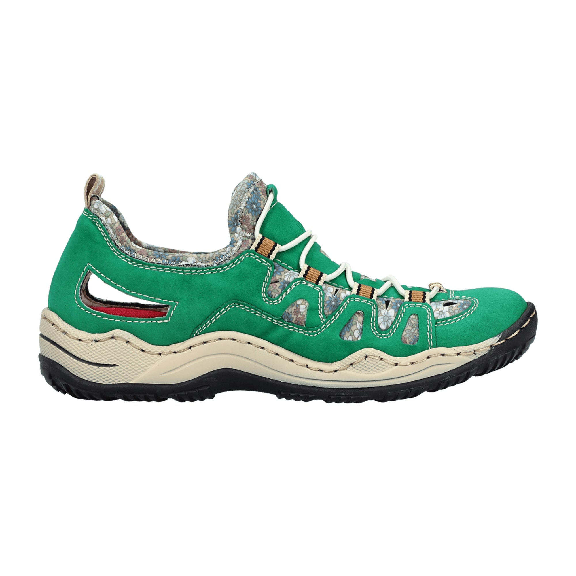 Rieker Morelia Women's Green Slip-On Shoes with Flat Heel and PU Sole
