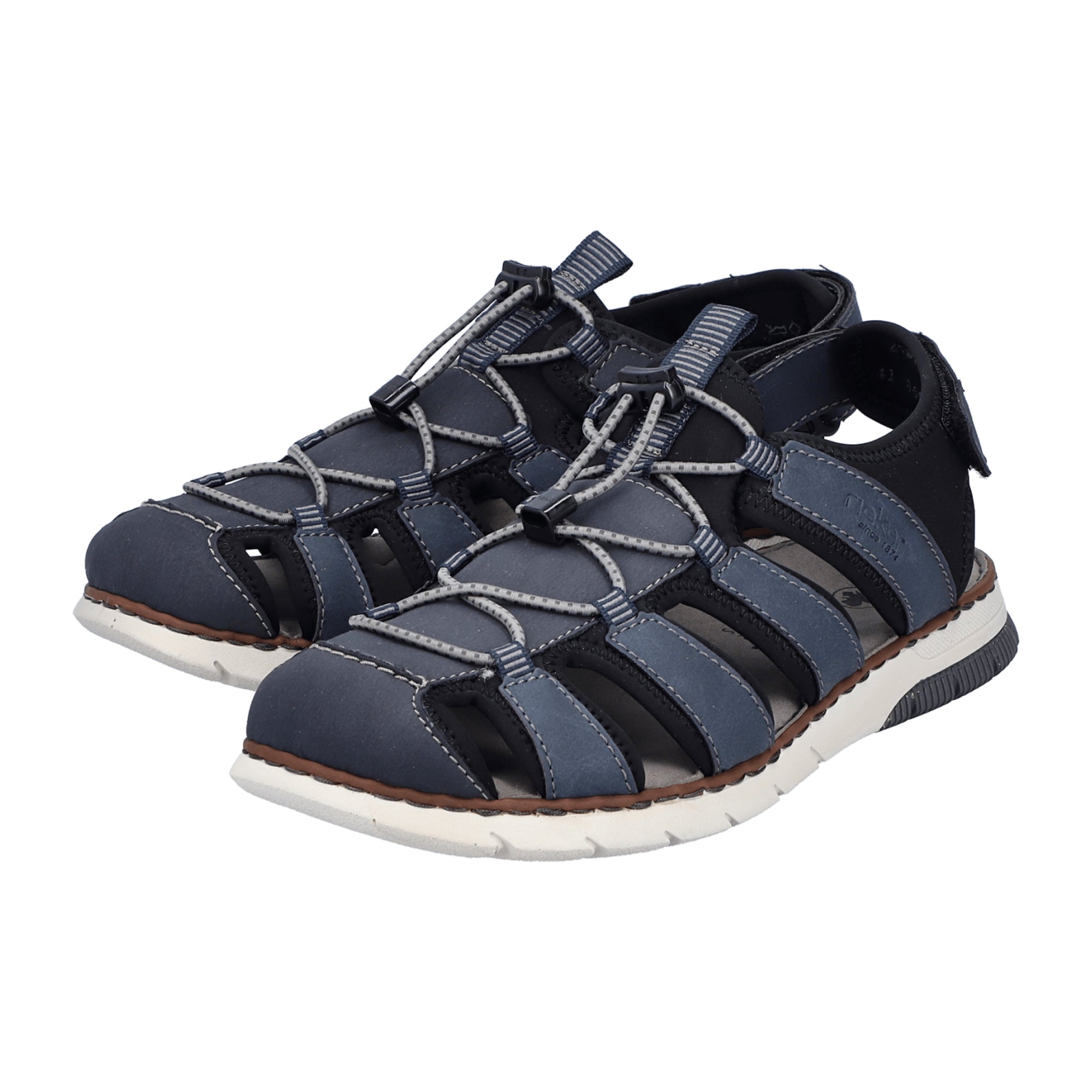 Rieker Men's Blue Sandals Comfortable Synthetic Leather Casual Shoes