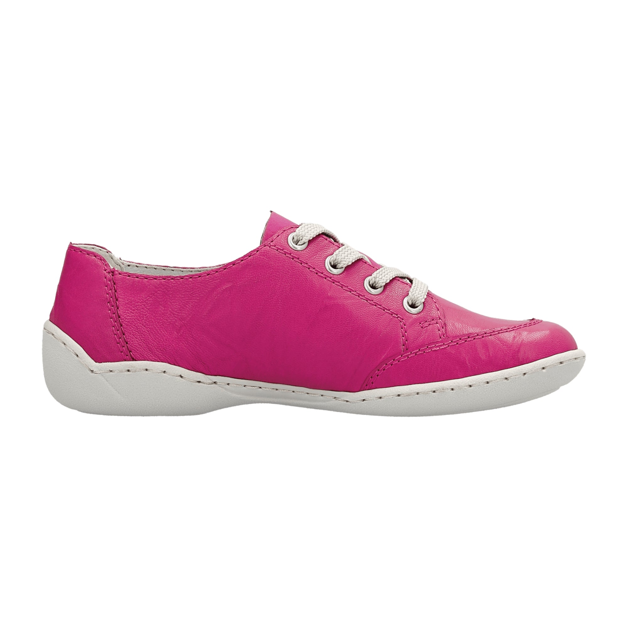 Rieker Women's Pink Leather Lace-Up Shoes Comfortable Casual Footwear
