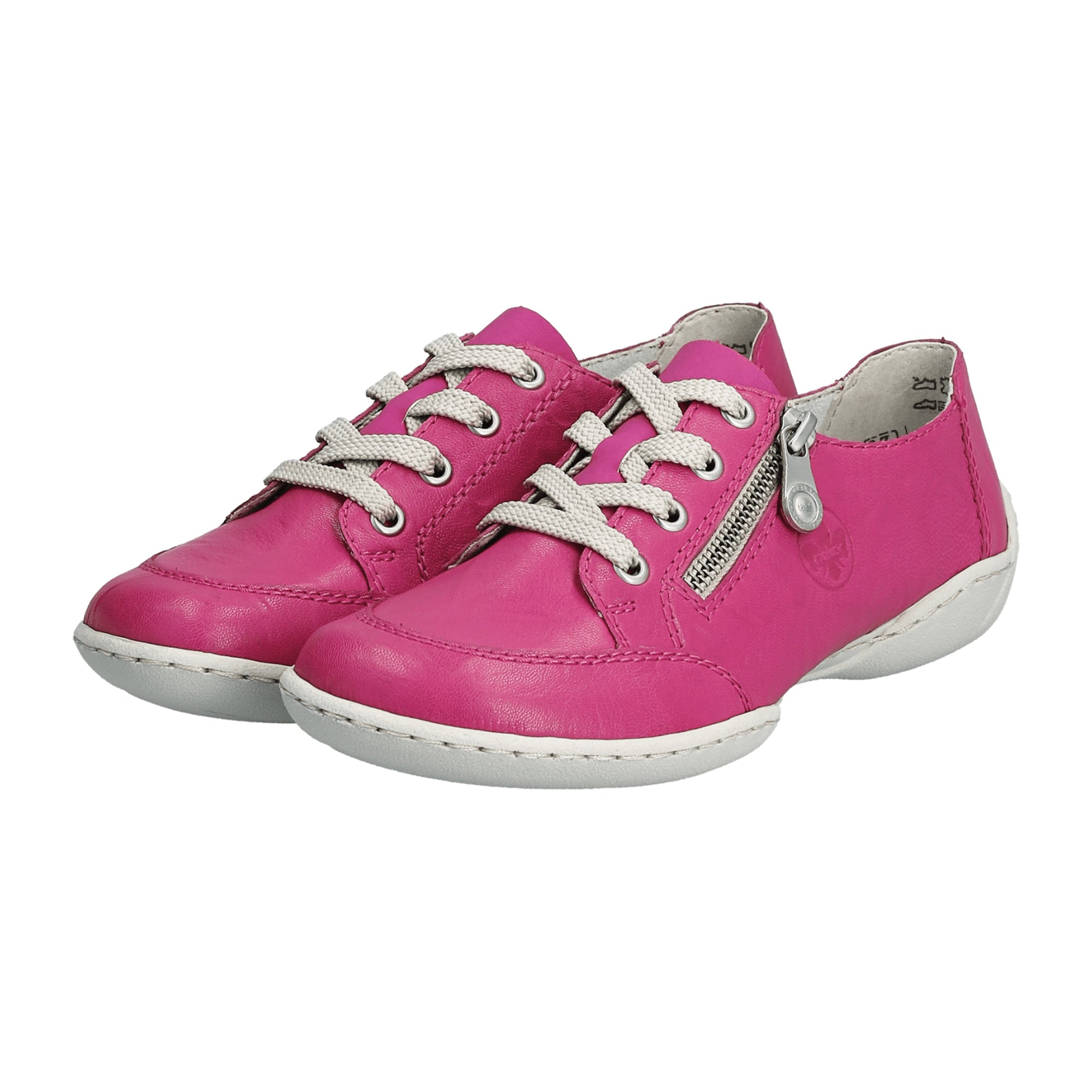 Rieker Women's Pink Leather Lace-Up Shoes Comfortable Casual Footwear